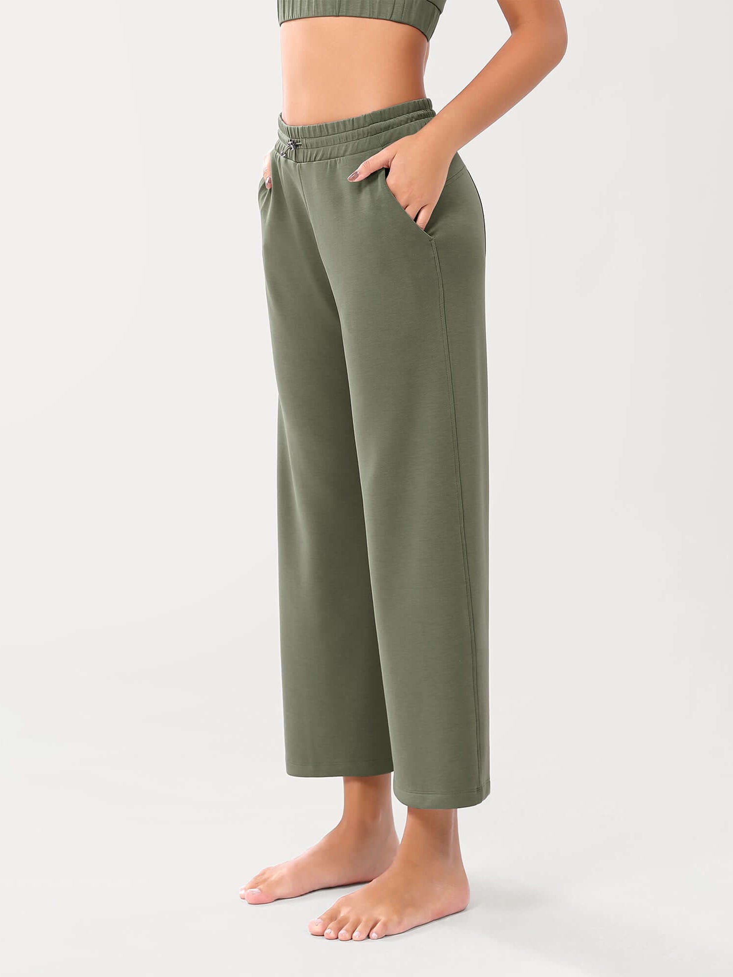 25 Adjustable Shockcord High Waist Casual Lounge Pants with Pockets - ododos