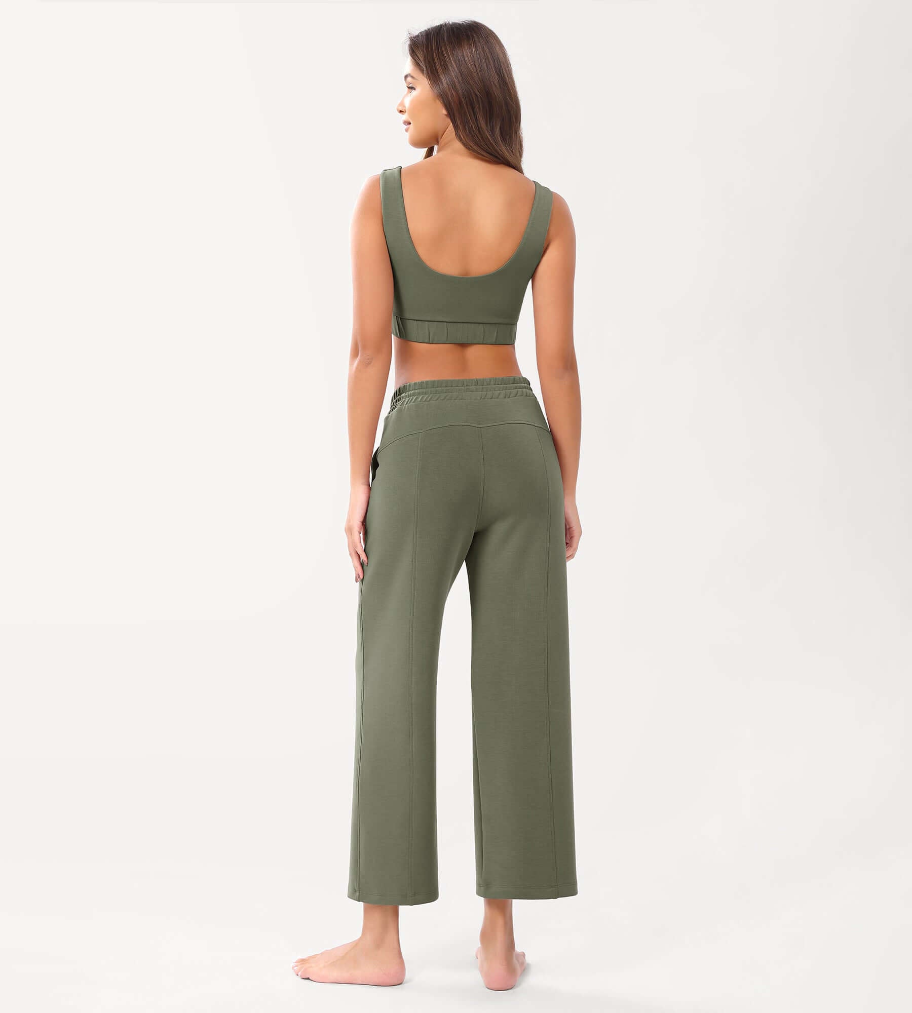 25 Adjustable Shockcord High Waist Casual Lounge Pants with Pockets - ododos