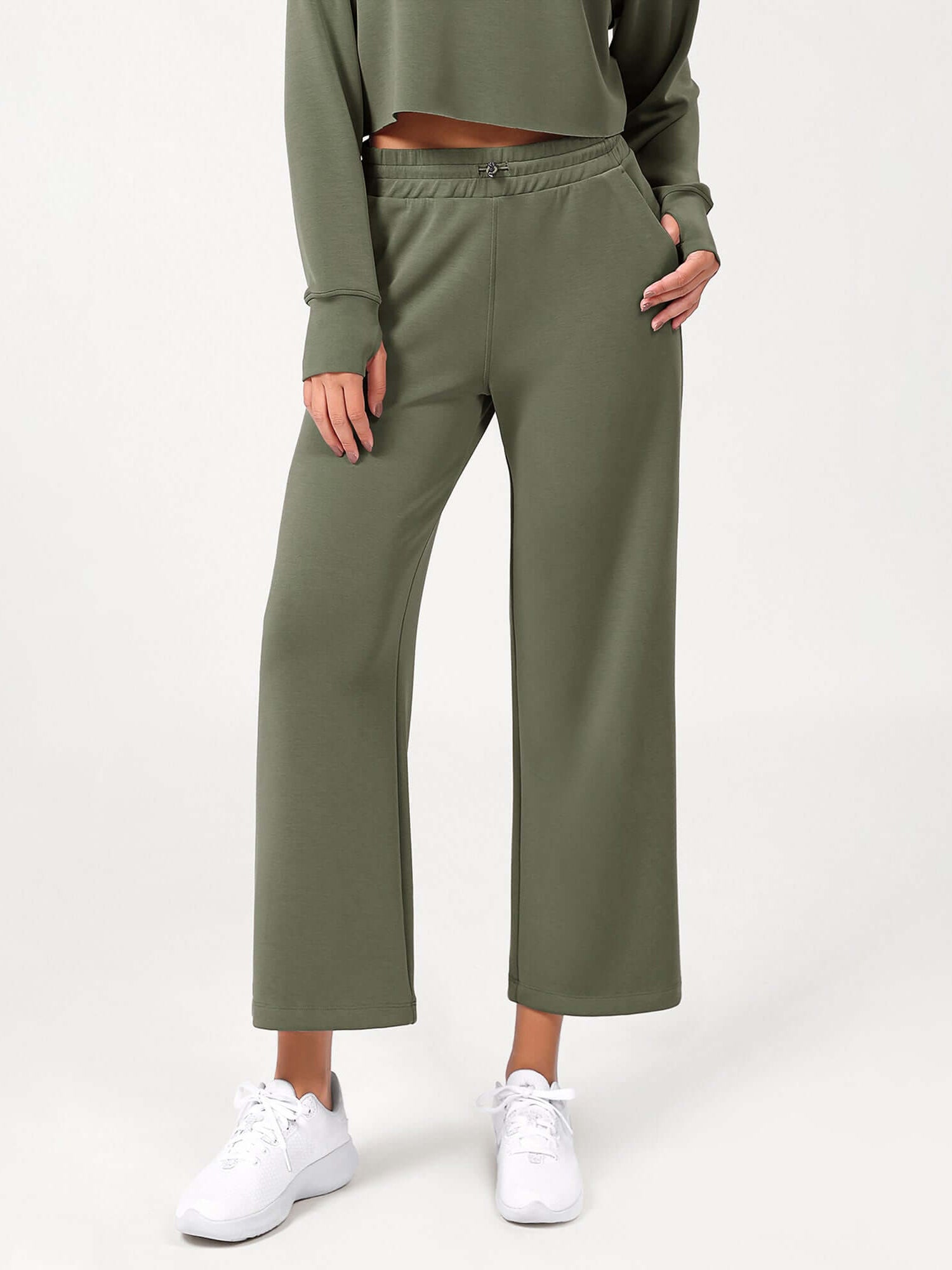 25 Adjustable Shockcord High Waist Casual Lounge Pants with Pockets - ododos