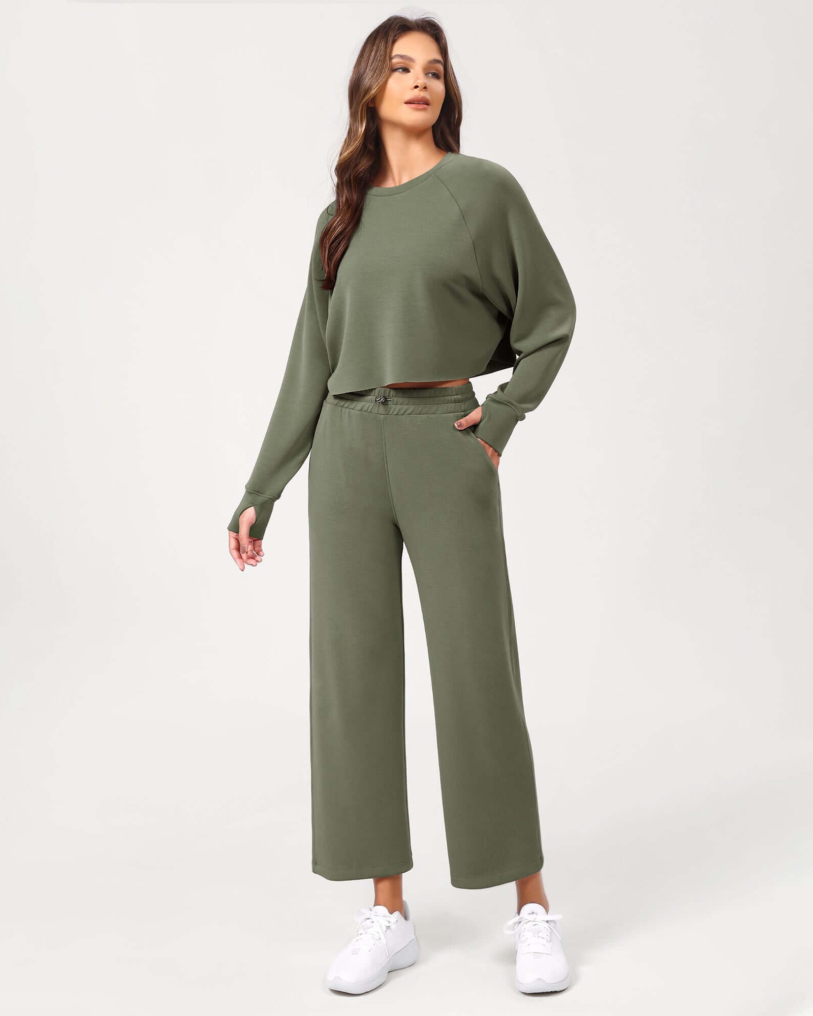 25 Adjustable Shockcord High Waist Casual Lounge Pants with Pockets - ododos