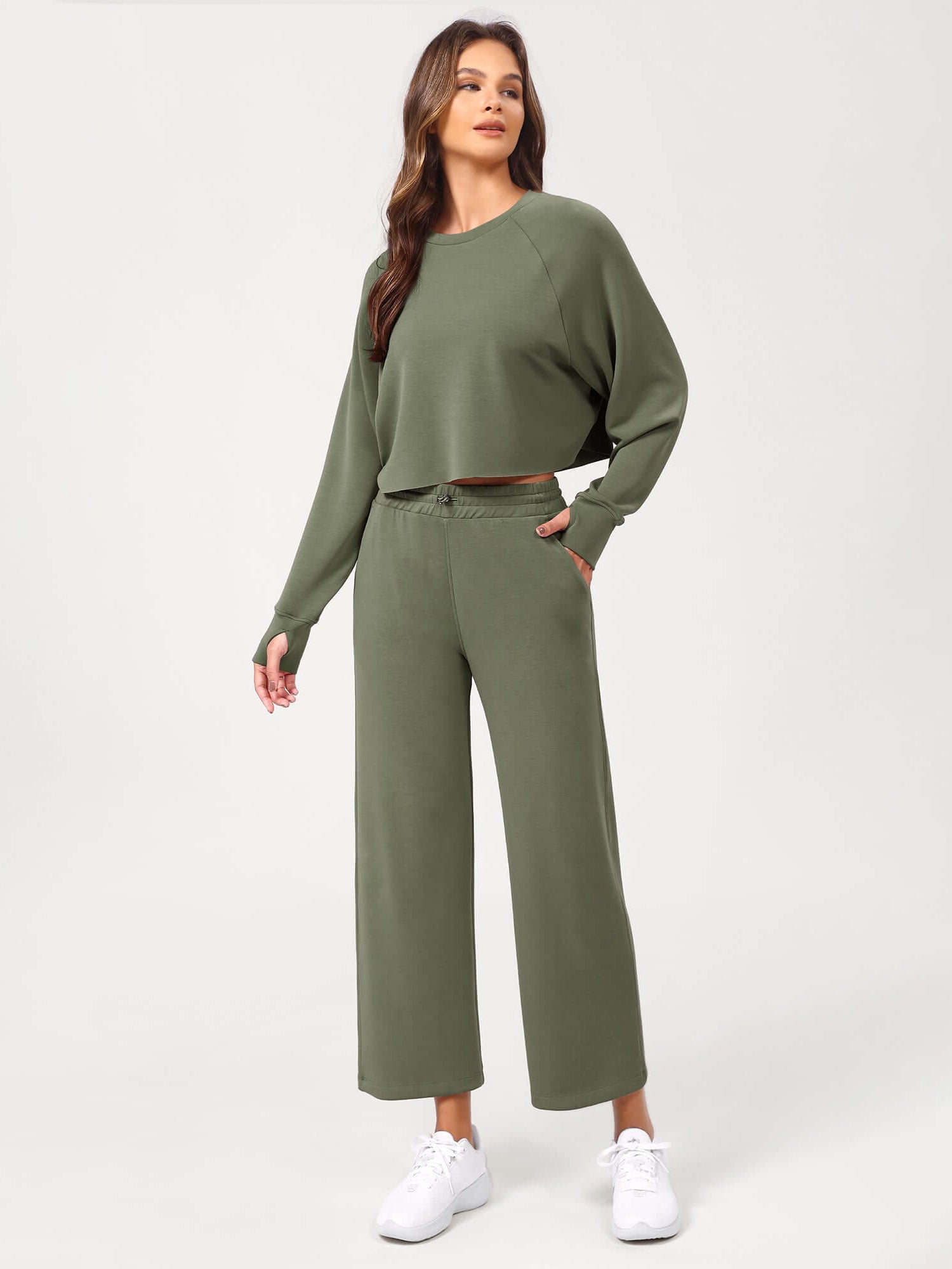 25 Adjustable Shockcord High Waist Casual Lounge Pants with Pockets - ododos