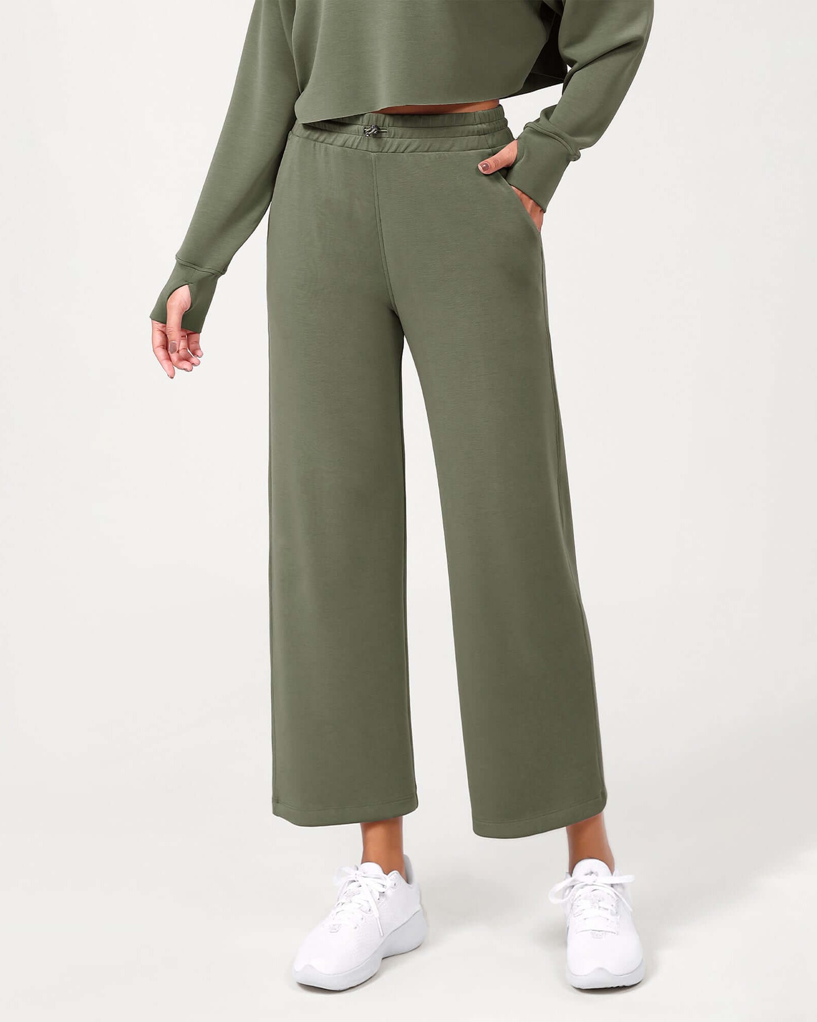 25 Adjustable Shockcord High Waist Casual Lounge Pants with Pockets - ododos