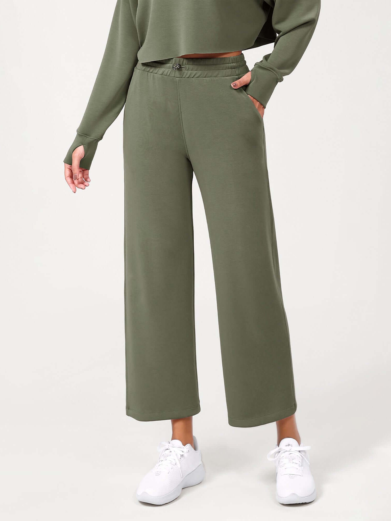 25 Adjustable Shockcord High Waist Casual Lounge Pants with Pockets - ododos