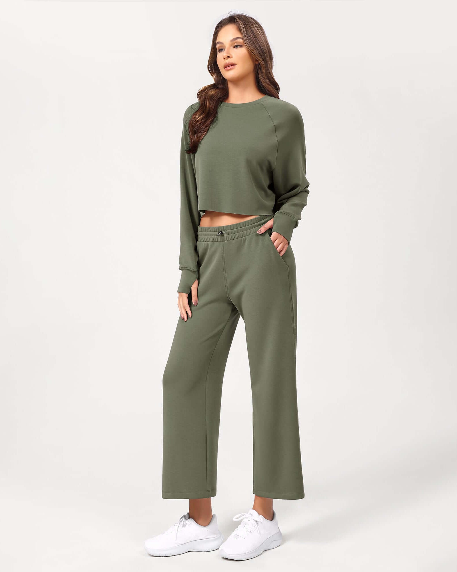 25 Adjustable Shockcord High Waist Casual Lounge Pants with Pockets - ododos