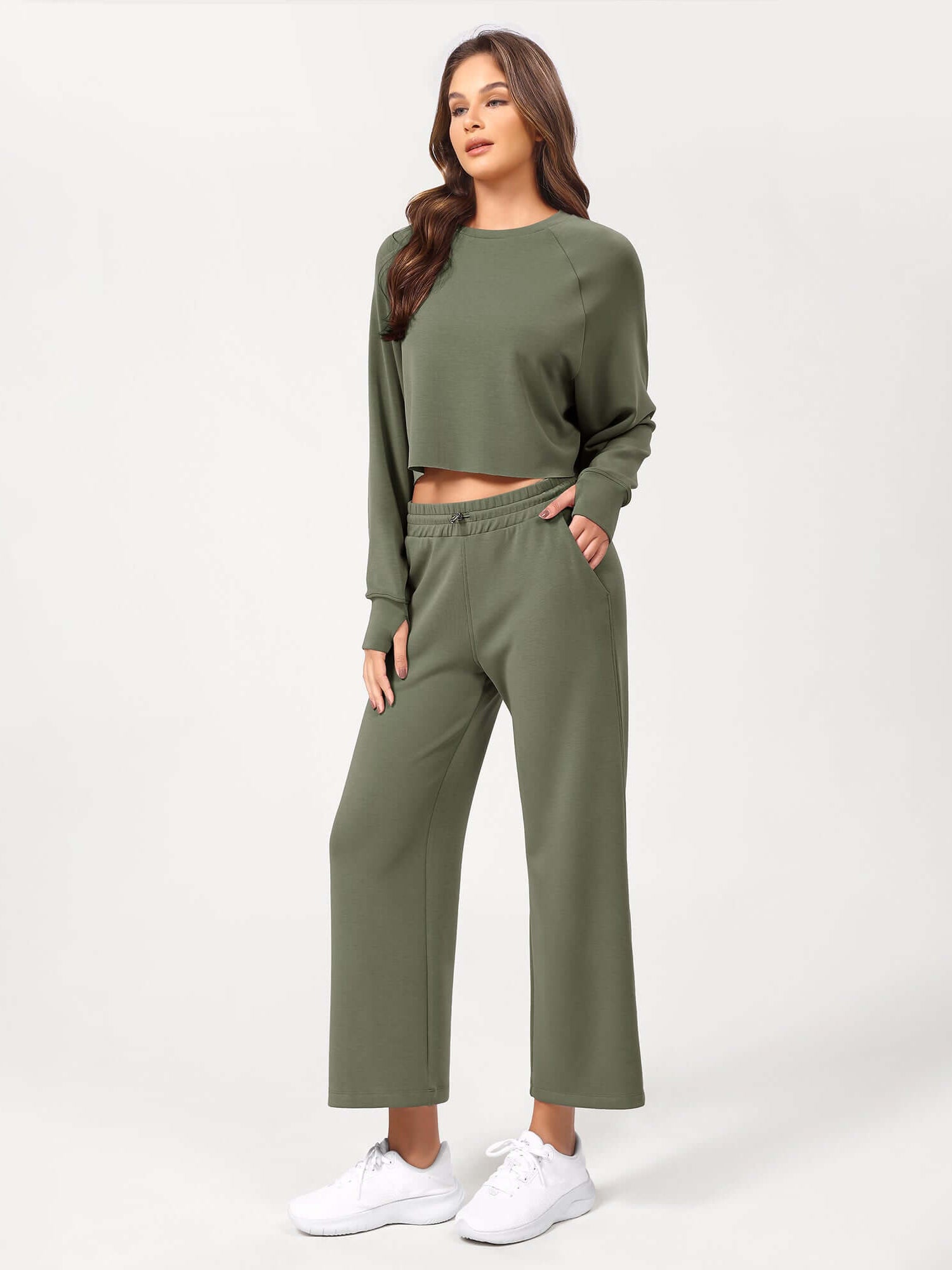 25 Adjustable Shockcord High Waist Casual Lounge Pants with Pockets - ododos