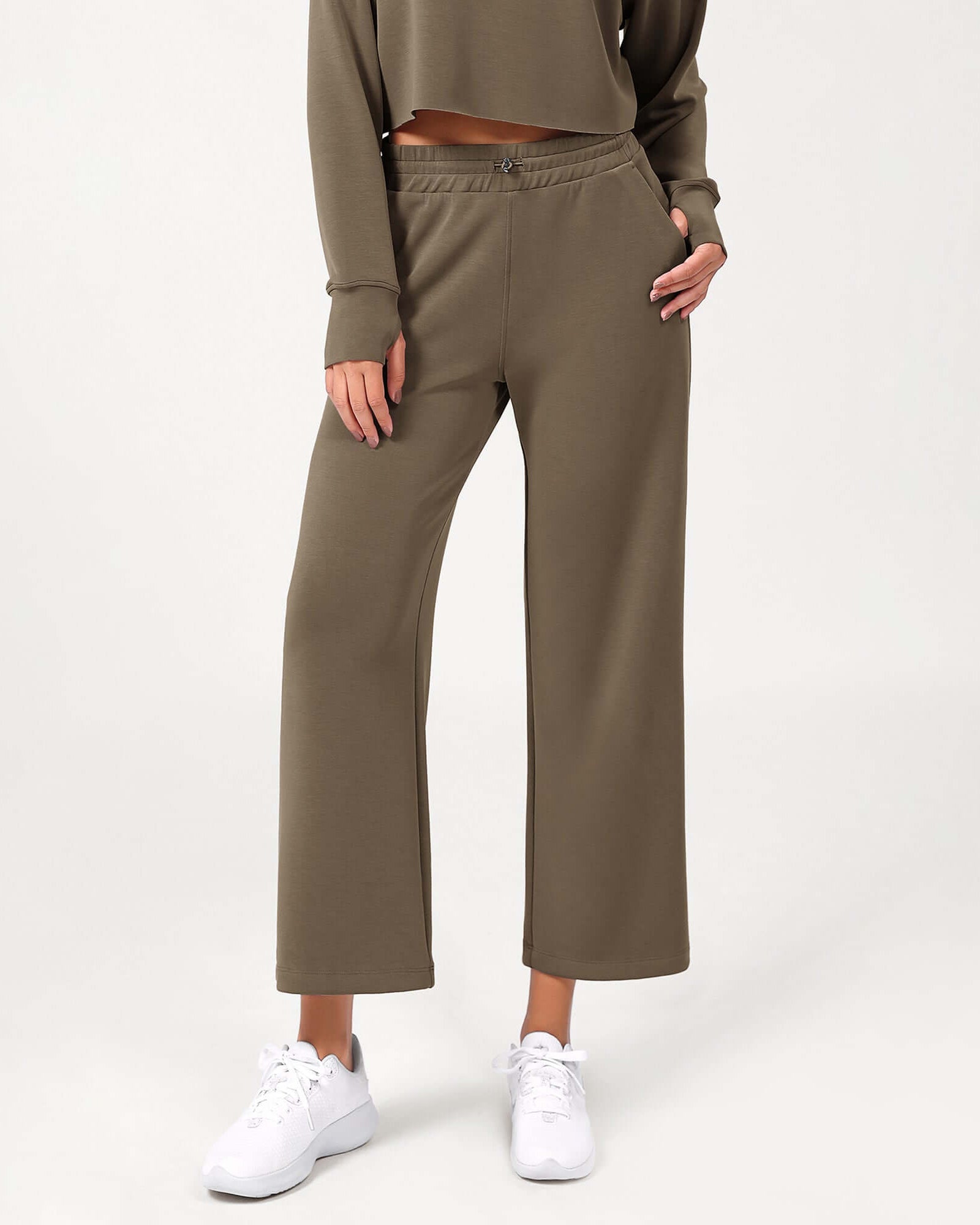 25 Adjustable Shockcord High Waist Casual Lounge Pants with Pockets - ododos