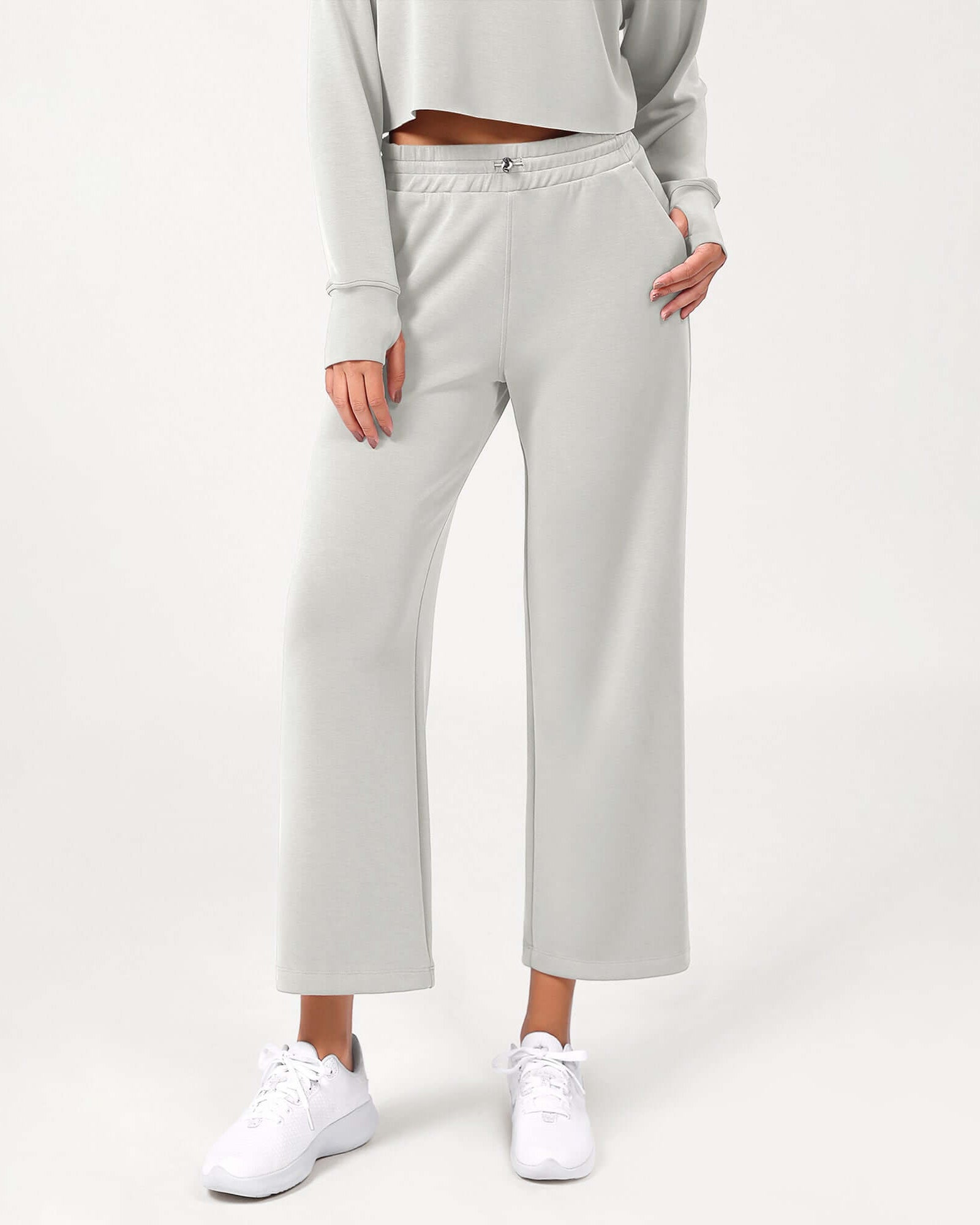 25 Adjustable Shockcord High Waist Casual Lounge Pants with Pockets - ododos