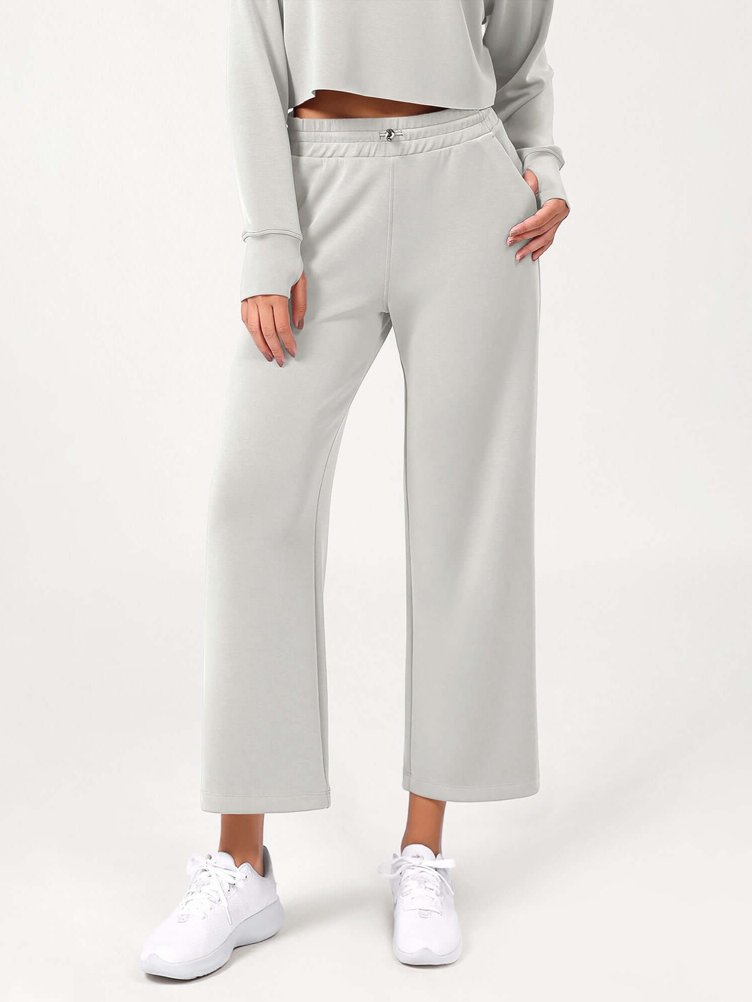 25 Adjustable Shockcord High Waist Casual Lounge Pants with Pockets - ododos