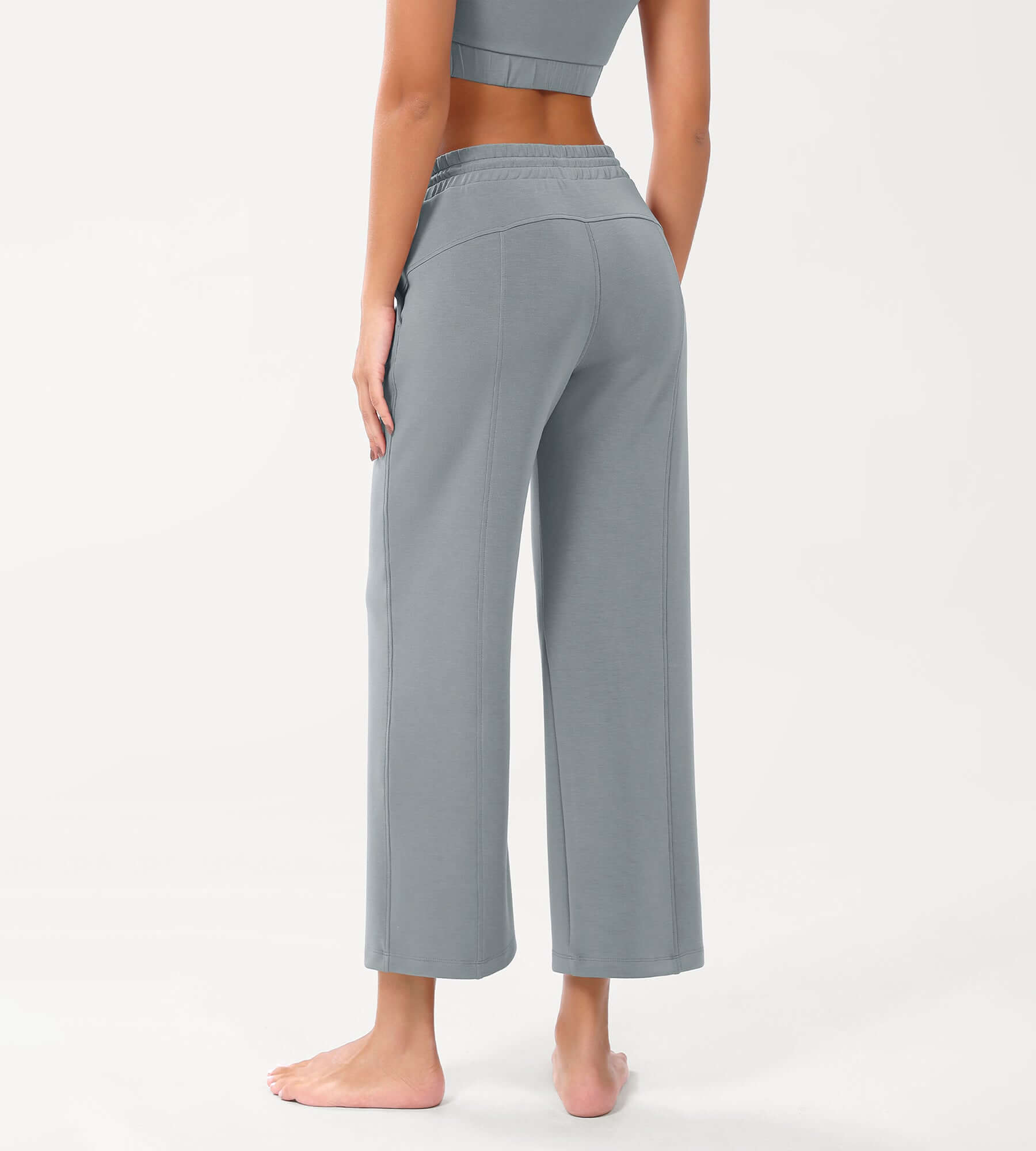 25 Adjustable Shockcord High Waist Casual Lounge Pants with Pockets - ododos