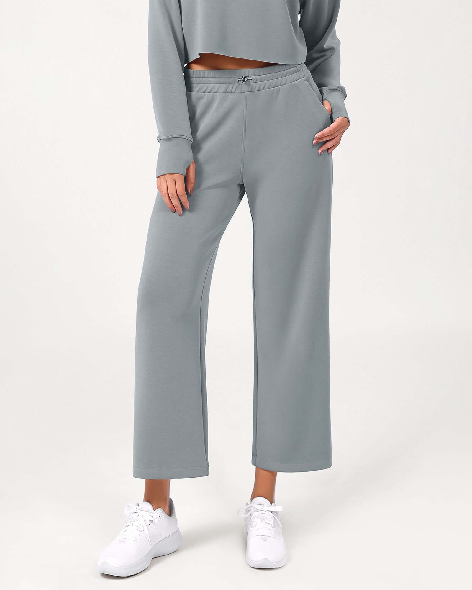 25 Adjustable Shockcord High Waist Casual Lounge Pants with Pockets - ododos