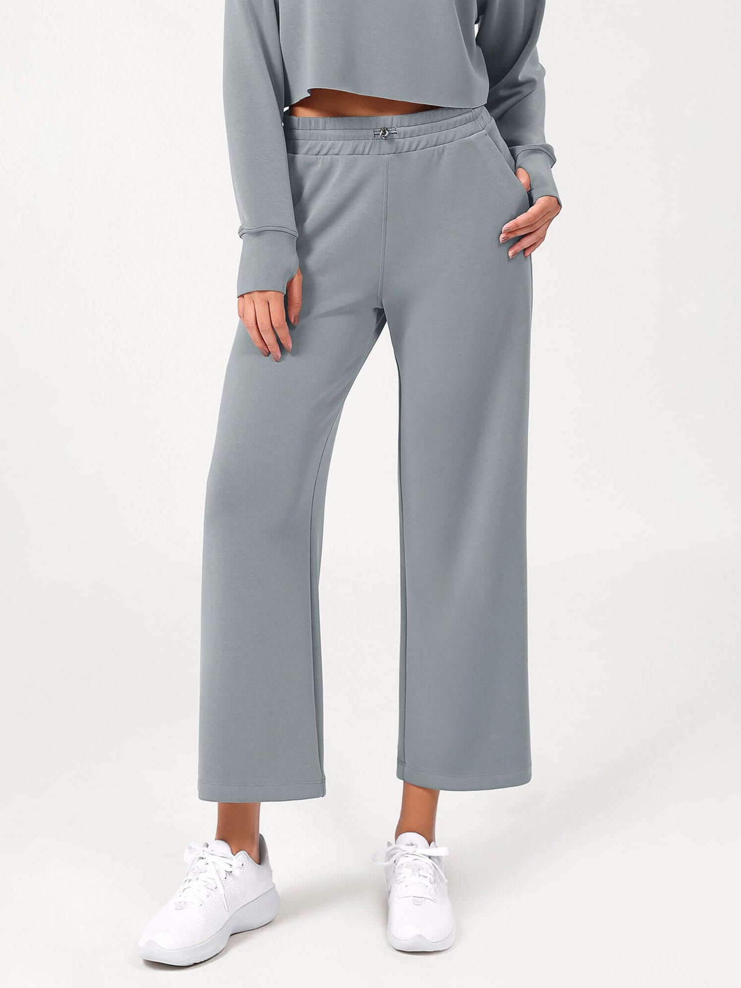 25 Adjustable Shockcord High Waist Casual Lounge Pants with Pockets - ododos