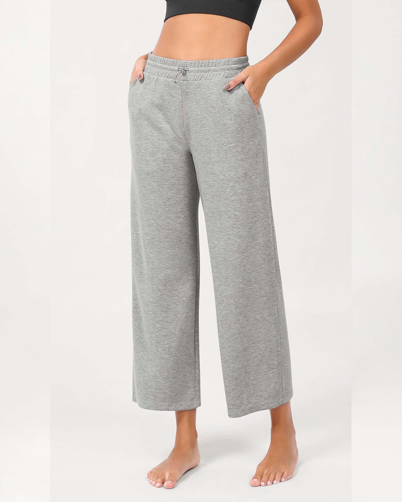 25 Adjustable Shockcord High Waist Casual Lounge Pants with Pockets - ododos