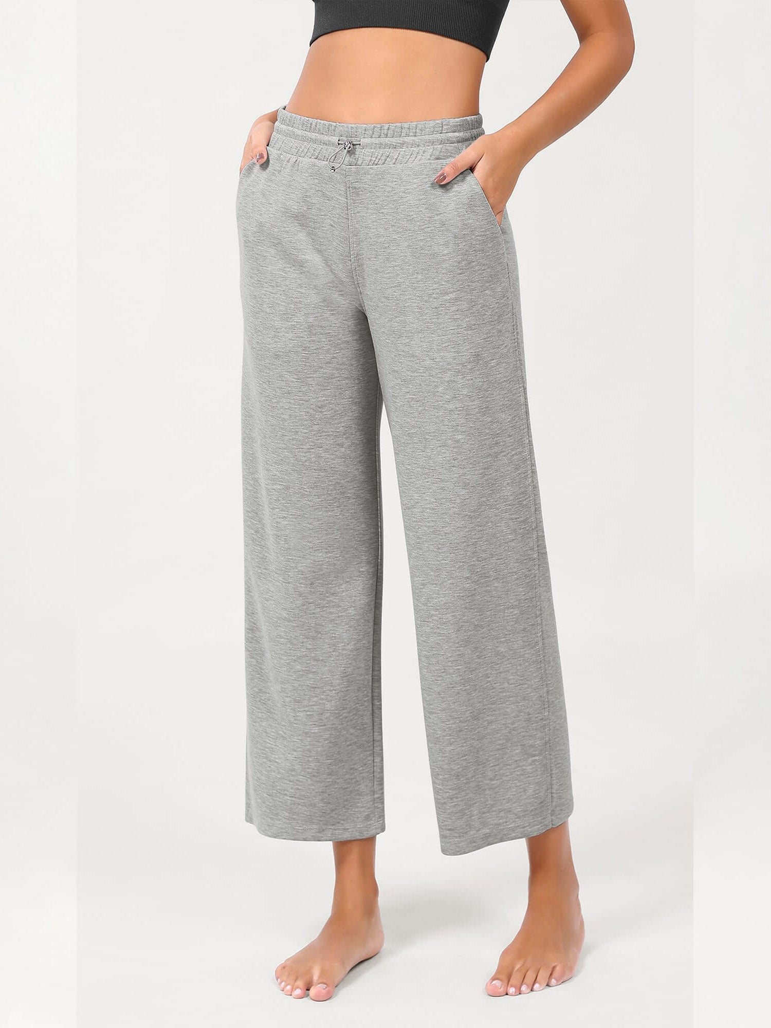 25 Adjustable Shockcord High Waist Casual Lounge Pants with Pockets - ododos