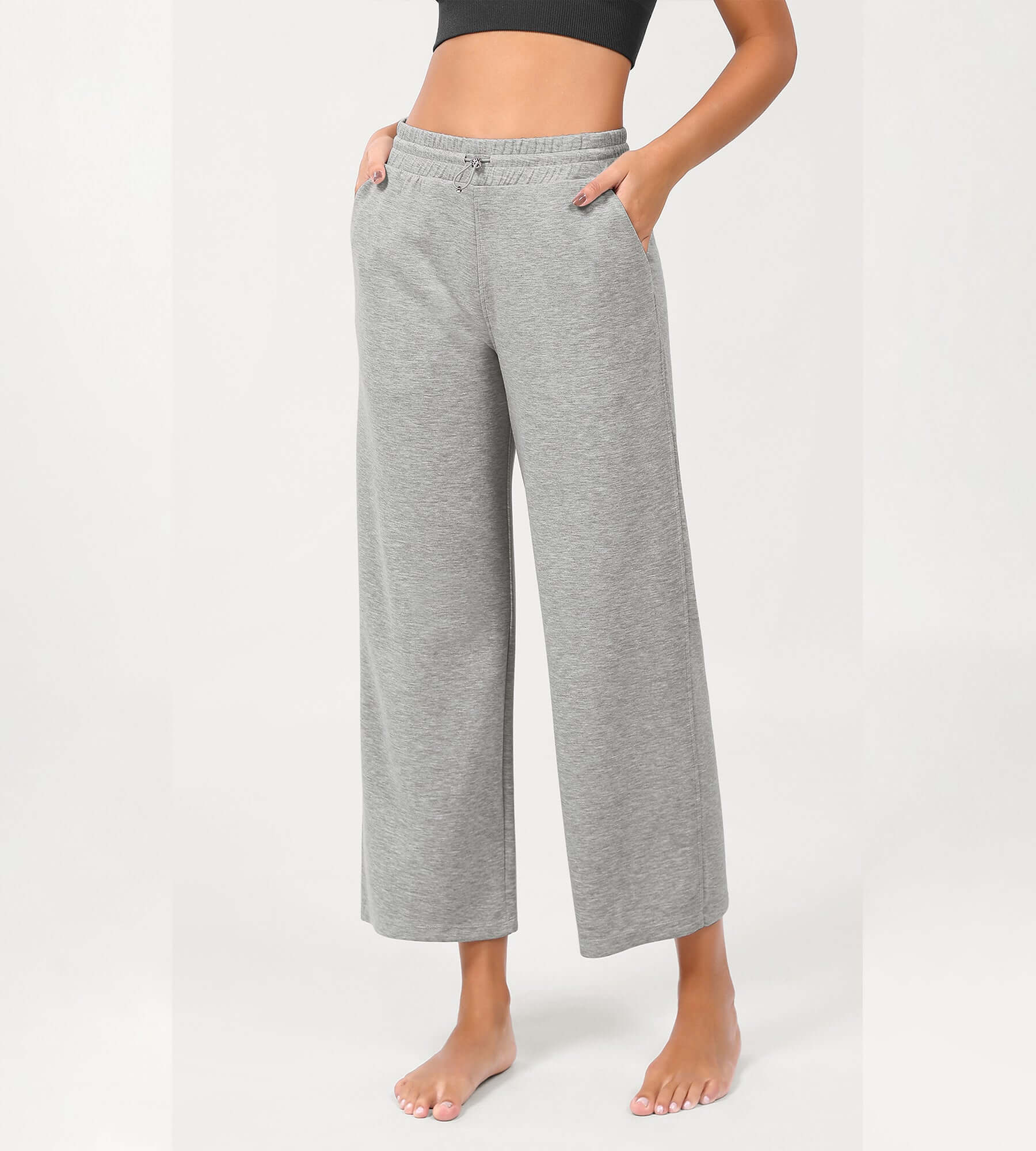 25 Adjustable Shockcord High Waist Casual Lounge Pants with Pockets - ododos