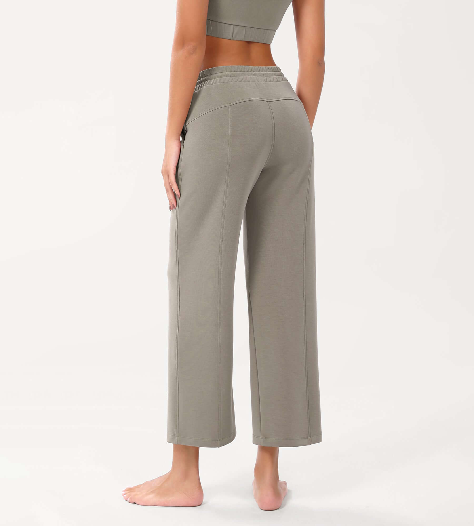 25 Adjustable Shockcord High Waist Casual Lounge Pants with Pockets - ododos