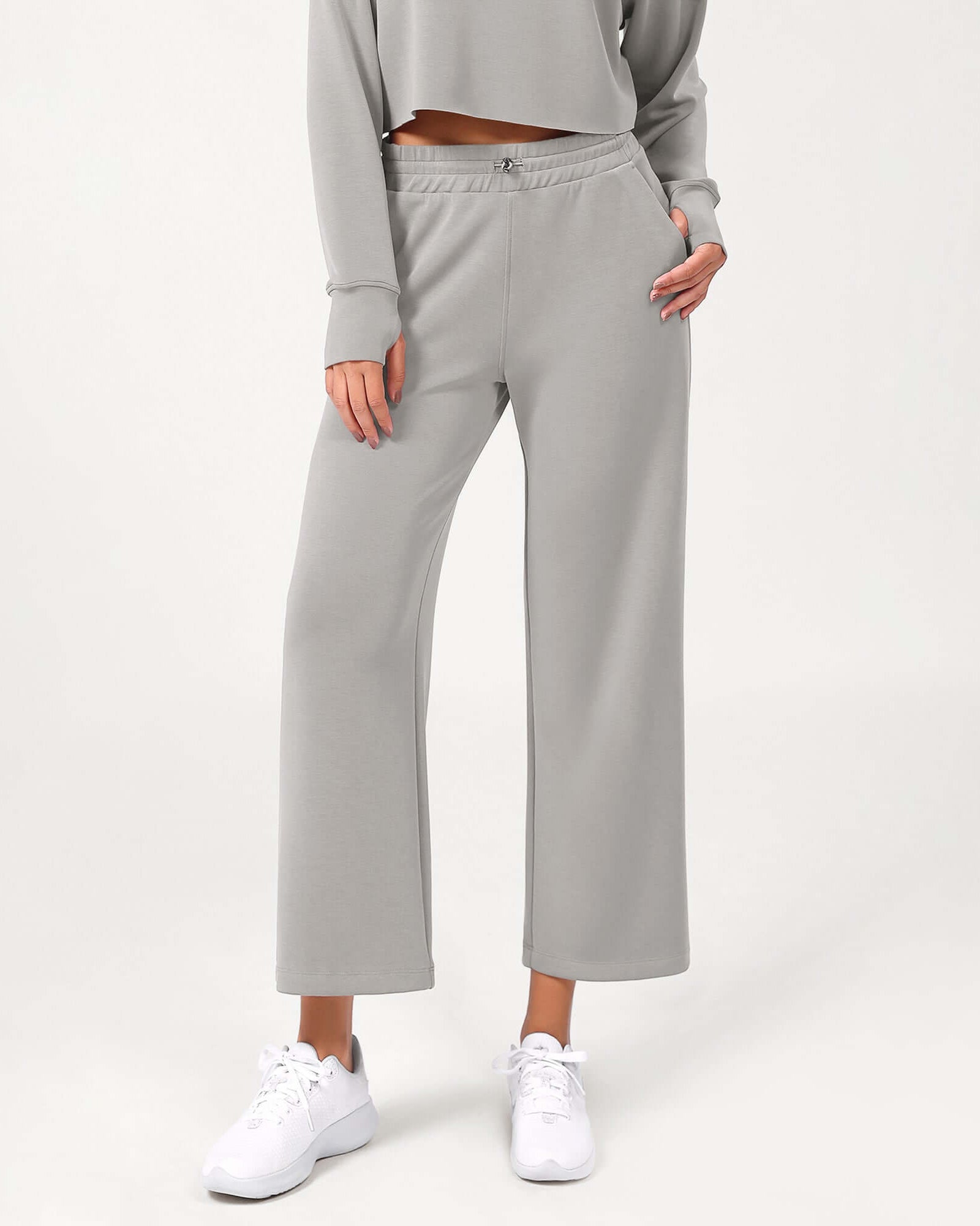 25 Adjustable Shockcord High Waist Casual Lounge Pants with Pockets - ododos