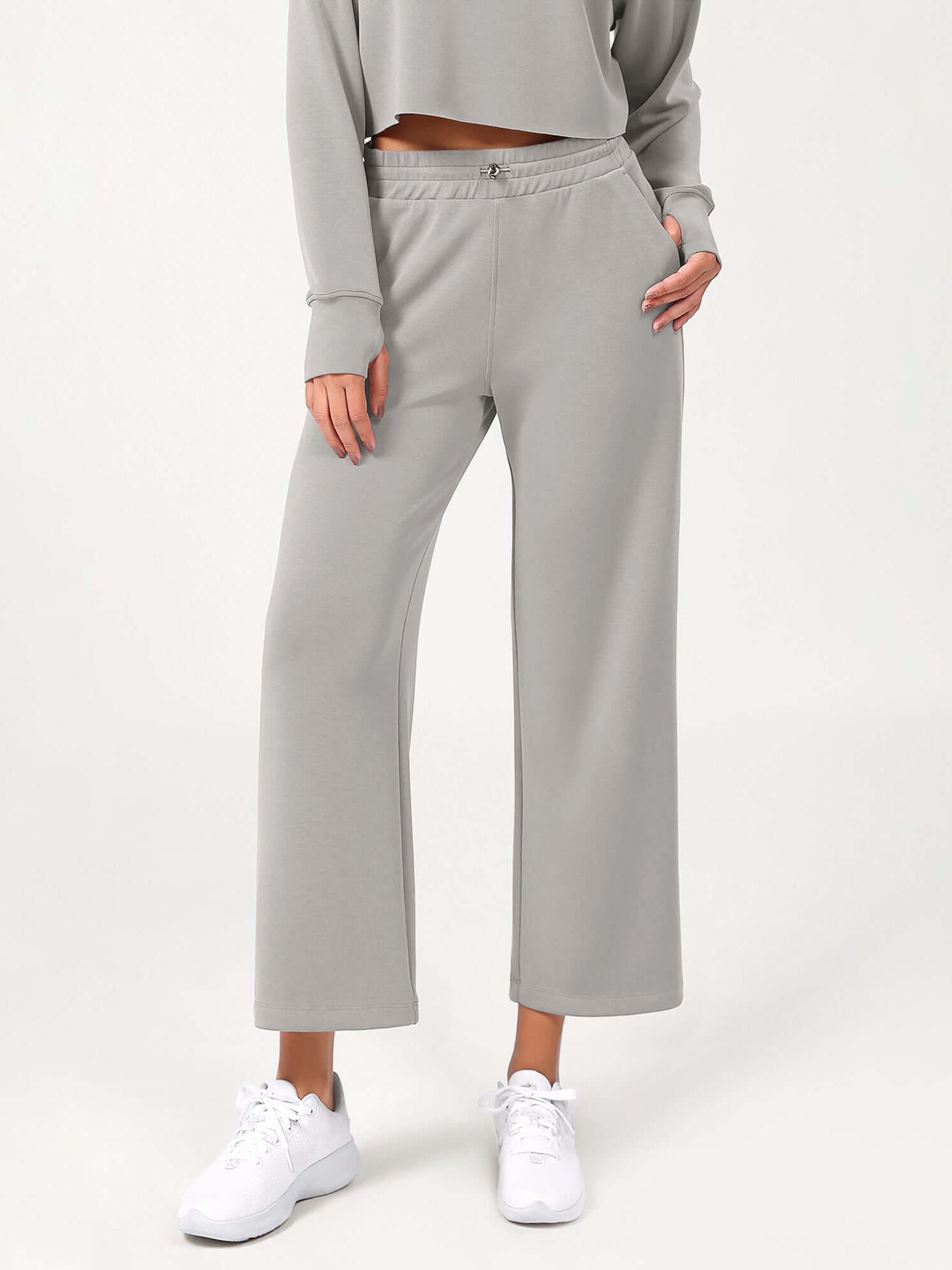 25 Adjustable Shockcord High Waist Casual Lounge Pants with Pockets - ododos