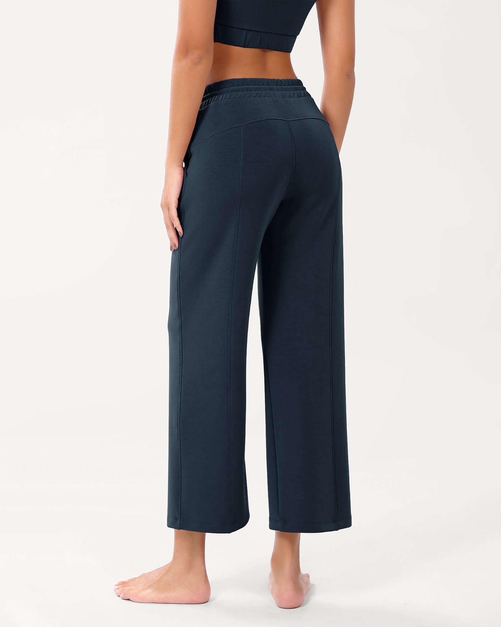 25 Adjustable Shockcord High Waist Casual Lounge Pants with Pockets - ododos