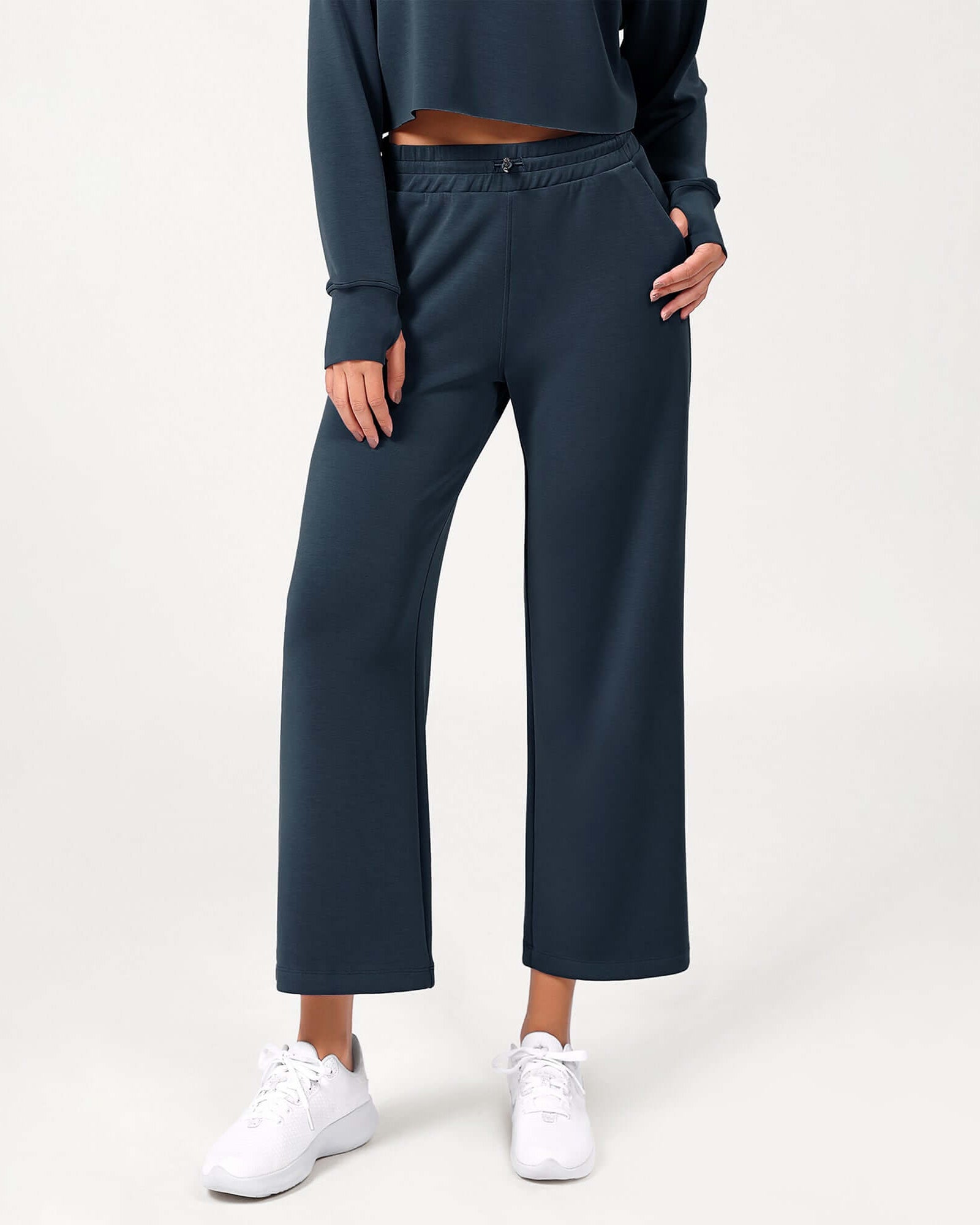 25 Adjustable Shockcord High Waist Casual Lounge Pants with Pockets - ododos