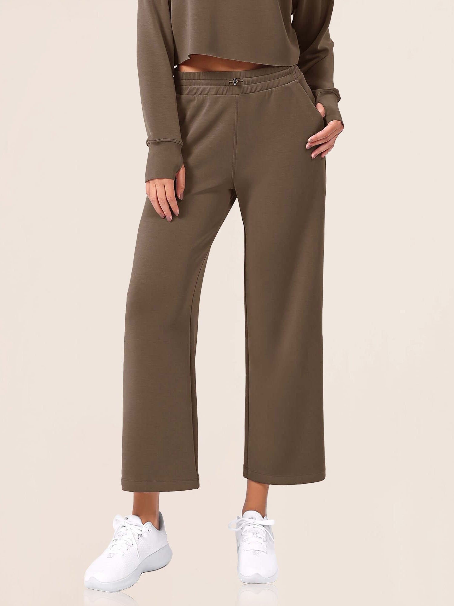 25 Adjustable Shockcord High Waist Casual Lounge Pants with Pockets - ododos