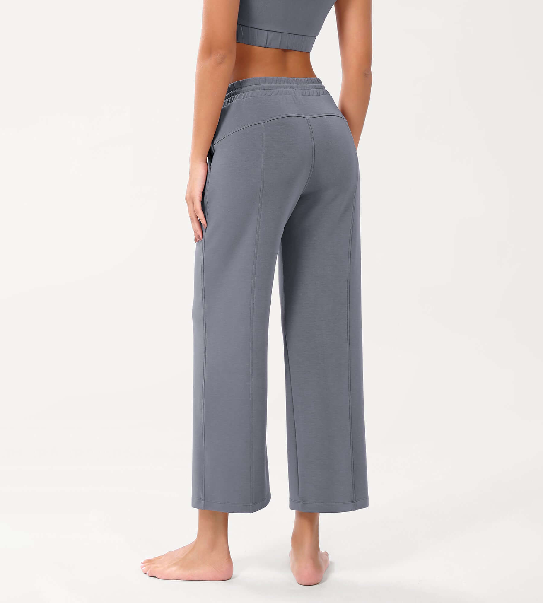 25 Adjustable Shockcord High Waist Casual Lounge Pants with Pockets - ododos