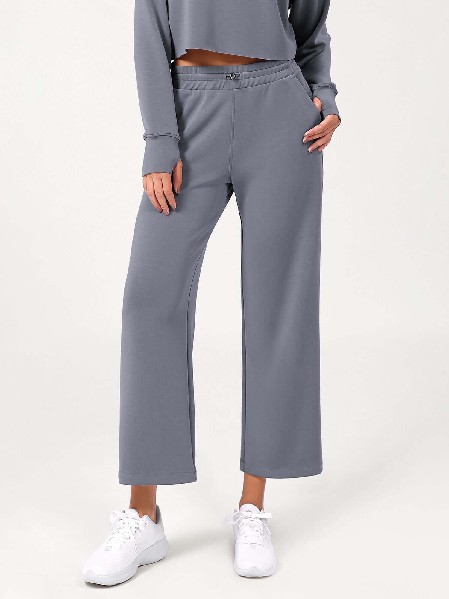 25 Adjustable Shockcord High Waist Casual Lounge Pants with Pockets - ododos