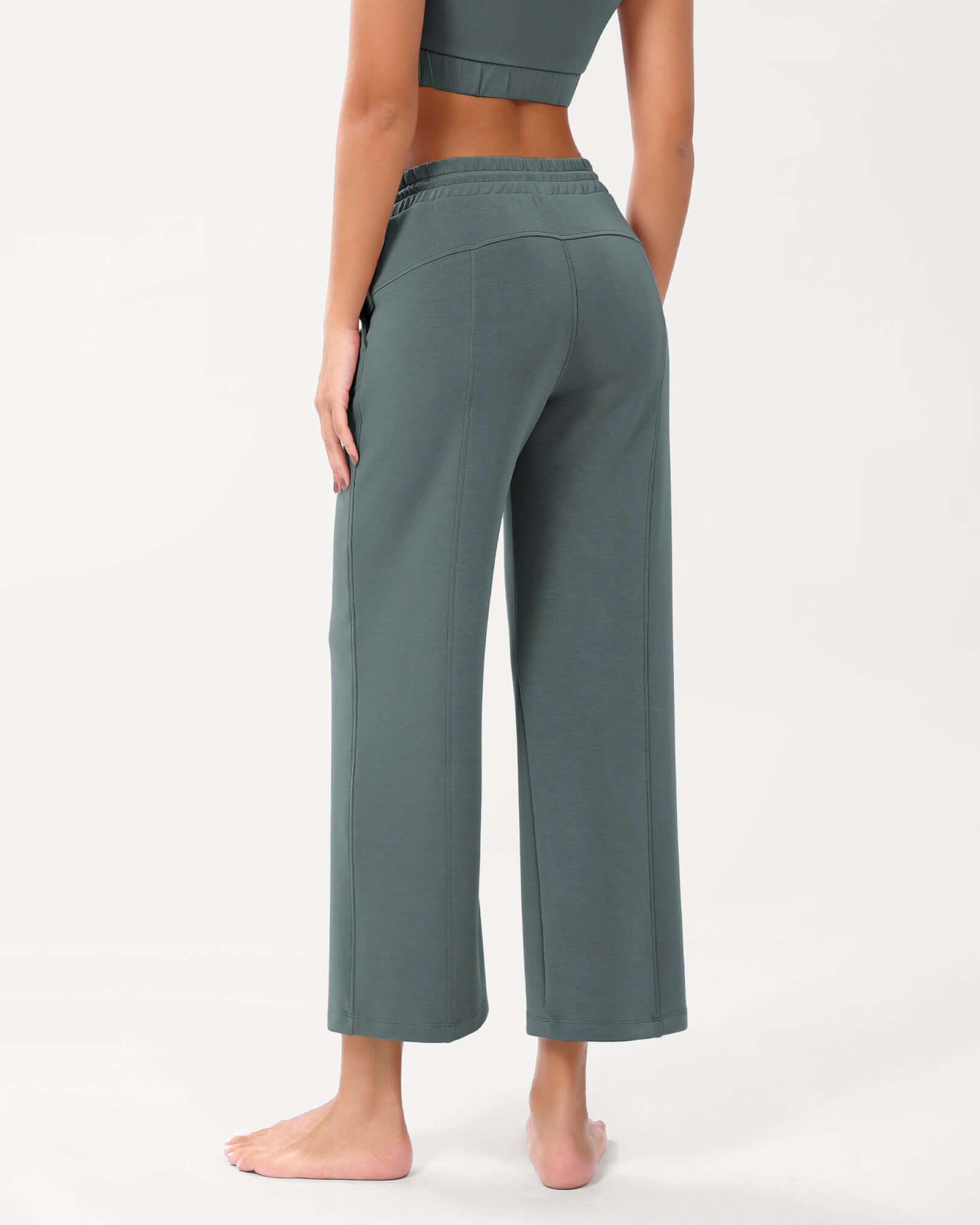 25 Adjustable Shockcord High Waist Casual Lounge Pants with Pockets - ododos