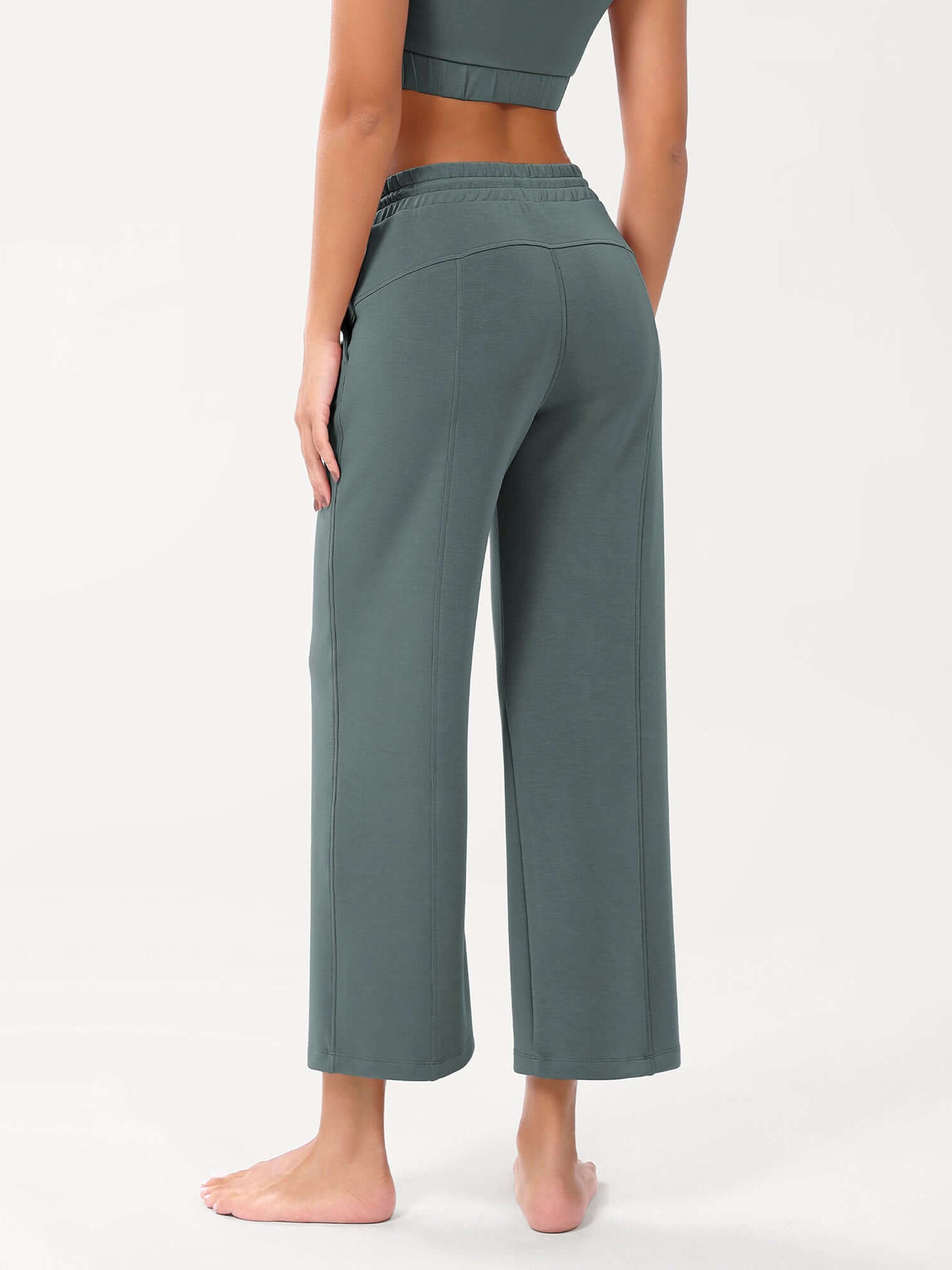 25 Adjustable Shockcord High Waist Casual Lounge Pants with Pockets - ododos