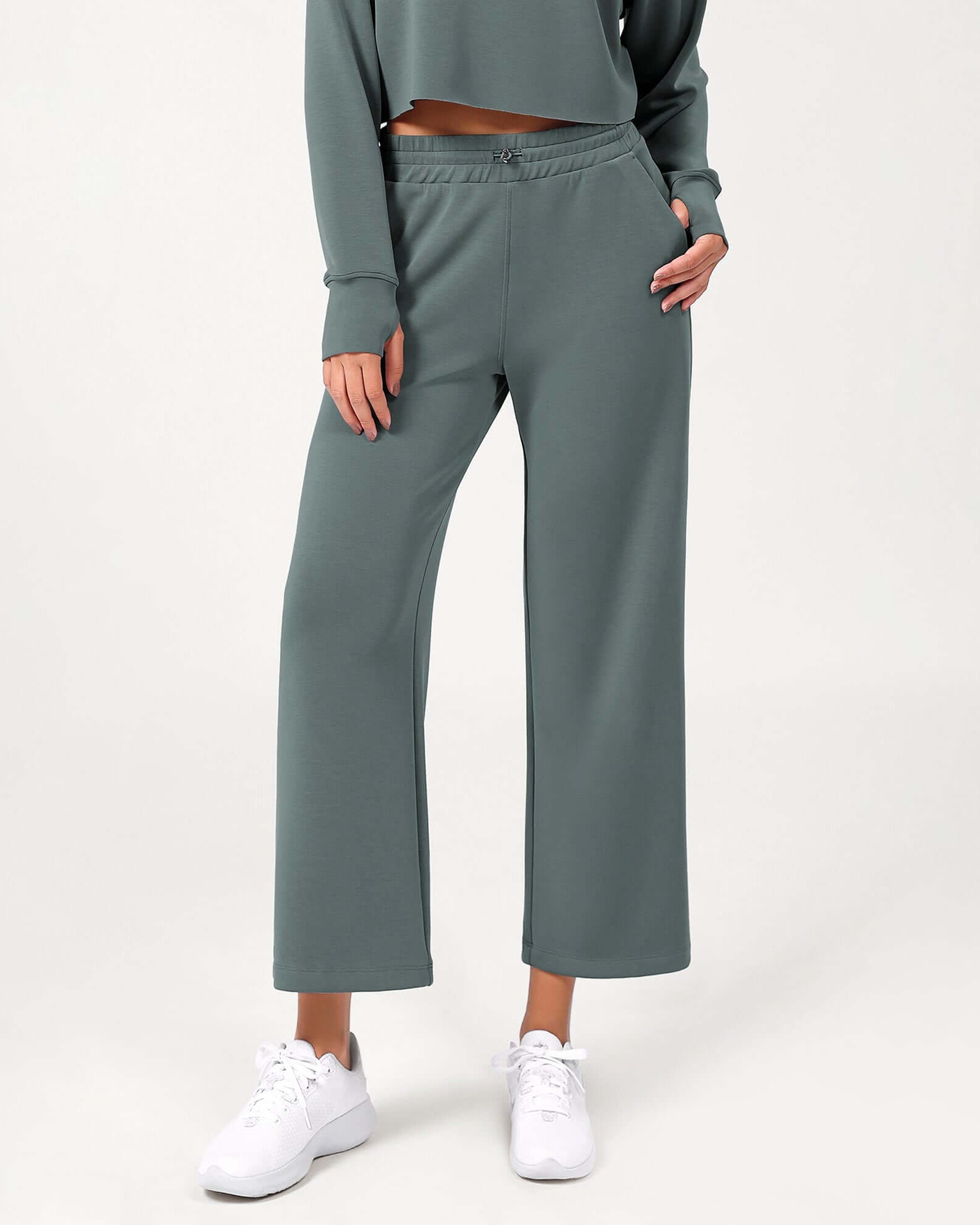 25 Adjustable Shockcord High Waist Casual Lounge Pants with Pockets - ododos