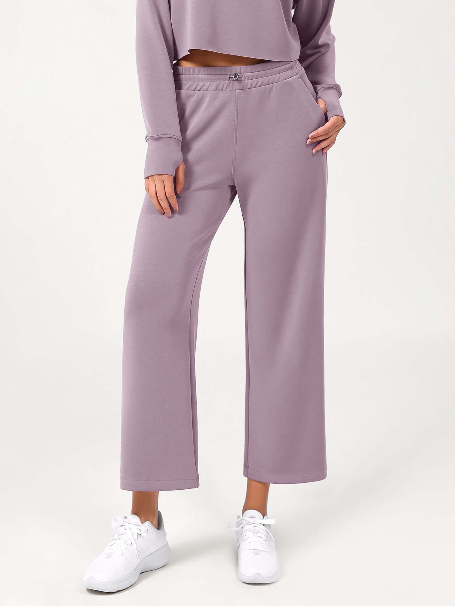 25 Adjustable Shockcord High Waist Casual Lounge Pants with Pockets - ododos