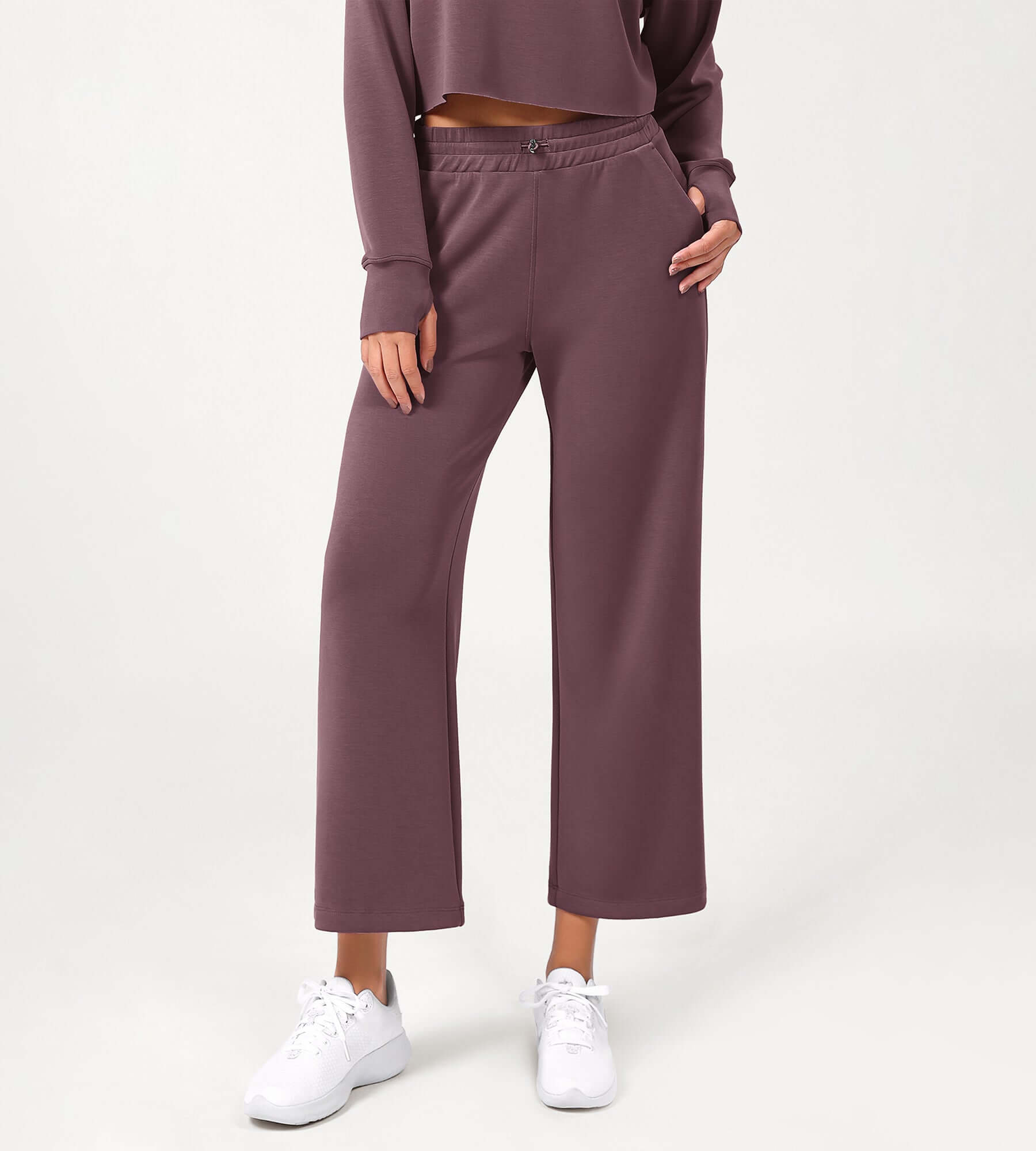 25 Adjustable Shockcord High Waist Casual Lounge Pants with Pockets - ododos