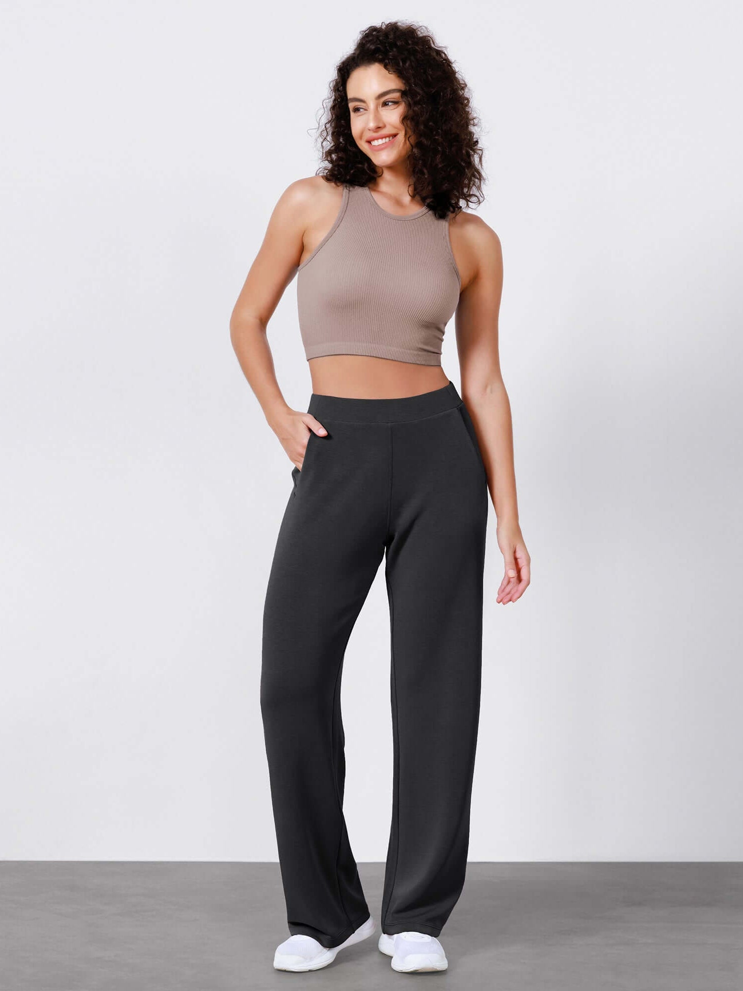 Women's Modal Soft Wide Leg Elastic High Waist Lounge Pants with Pockets - ododos