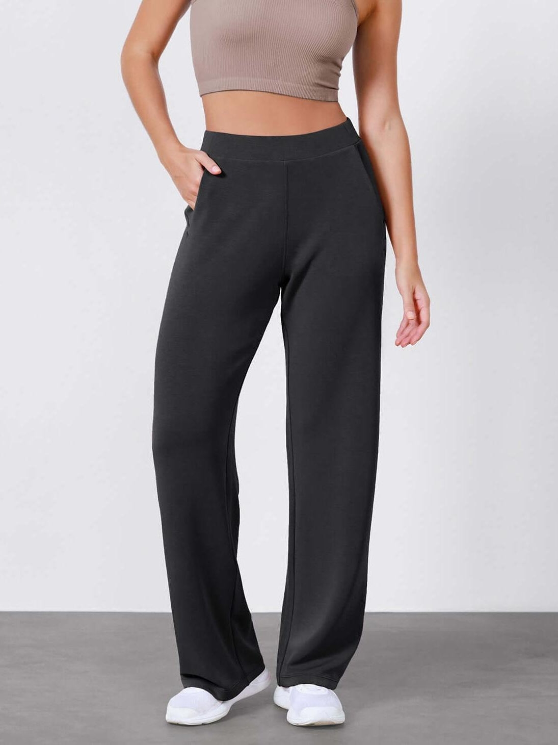 Women's Modal Soft Wide Leg Elastic High Waist Lounge Pants with Pockets - ododos