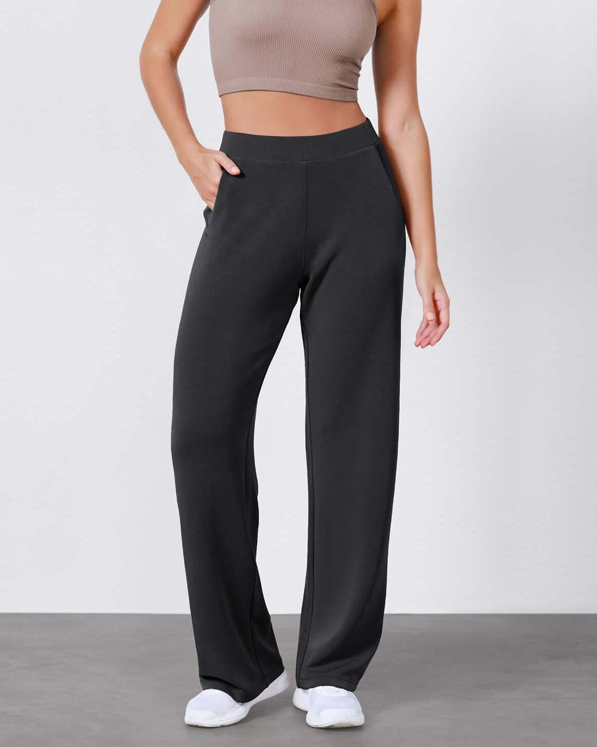 Women's Modal Soft Wide Leg Elastic High Waist Lounge Pants with Pockets - ododos