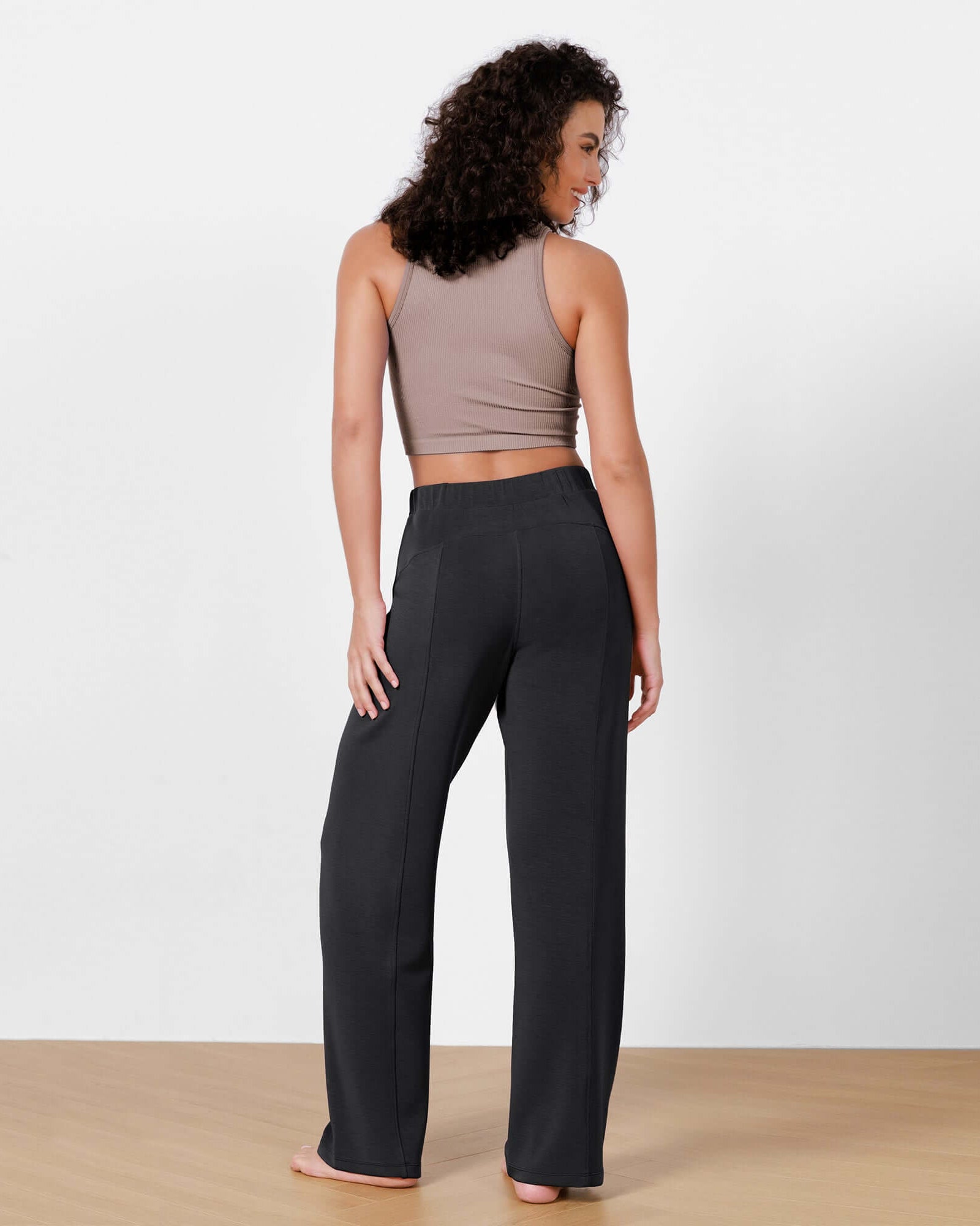 Women's Modal Soft Wide Leg Elastic High Waist Lounge Pants with Pockets - ododos