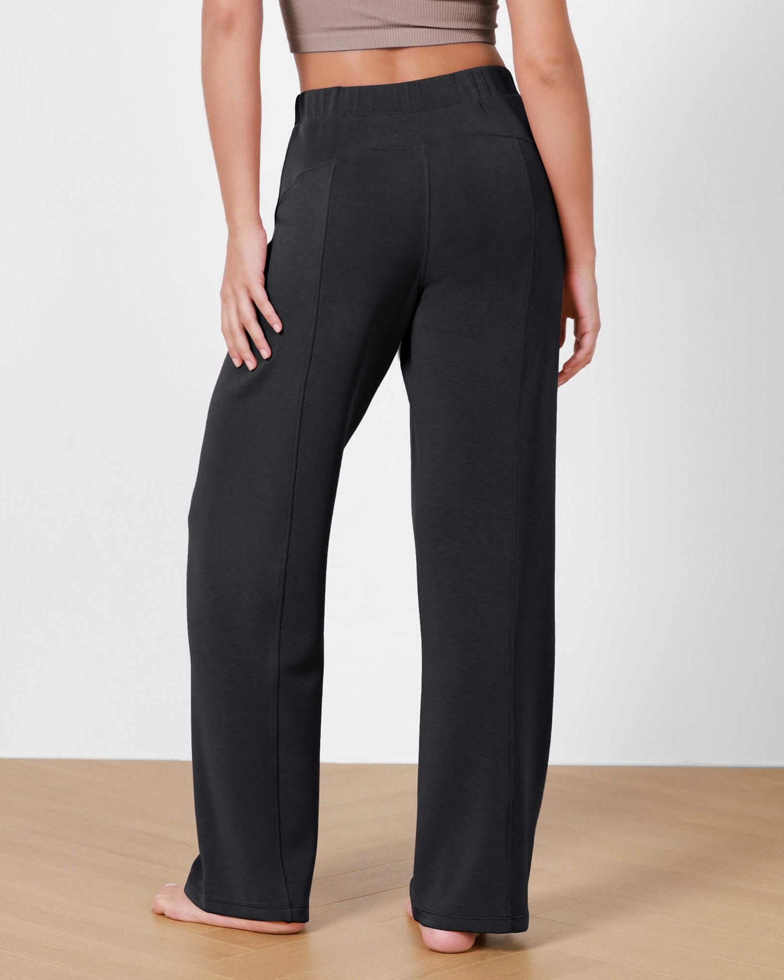 Women's Modal Soft Wide Leg Elastic High Waist Lounge Pants with Pockets - ododos