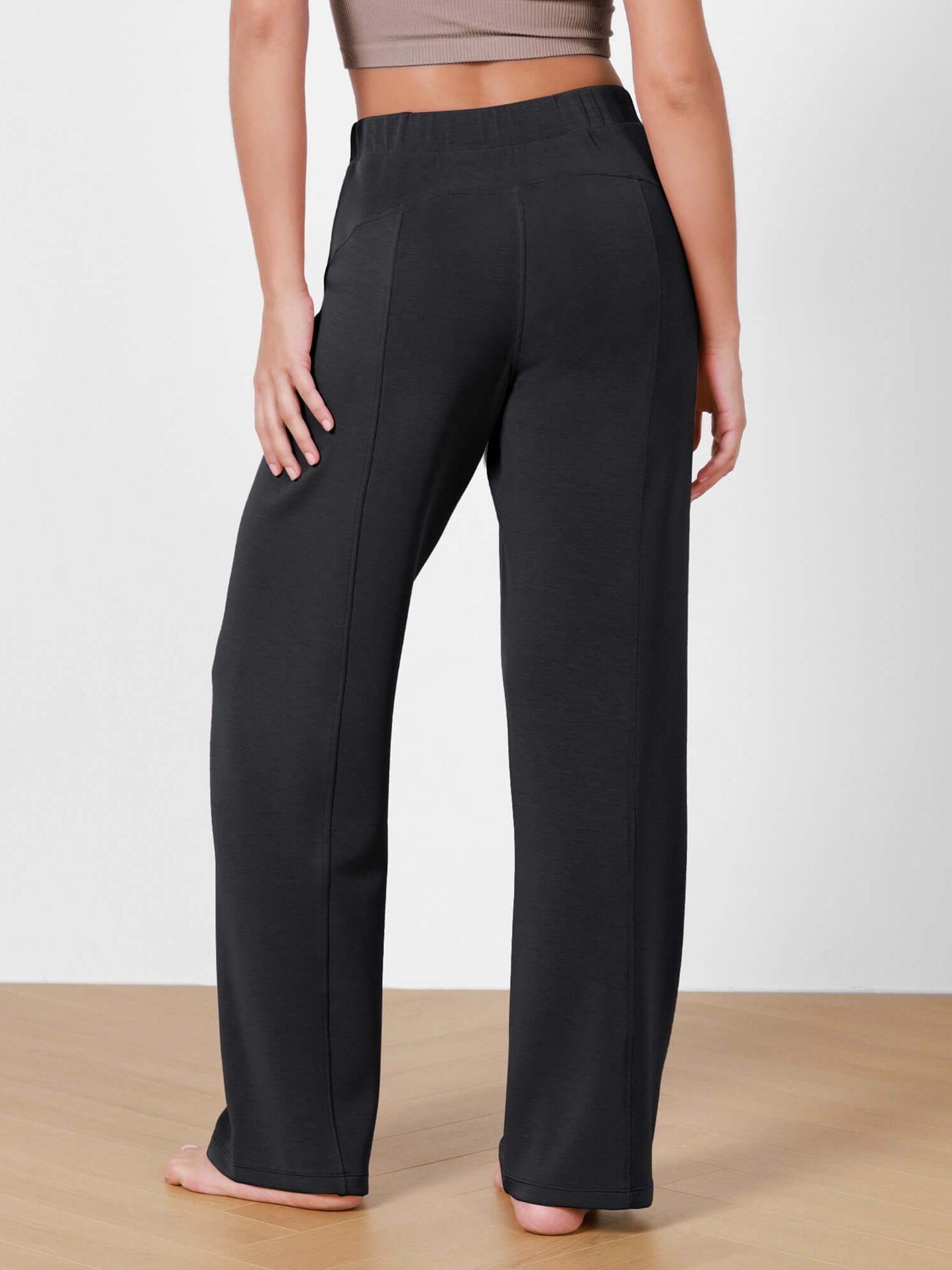 Women's Modal Soft Wide Leg Elastic High Waist Lounge Pants with Pockets - ododos