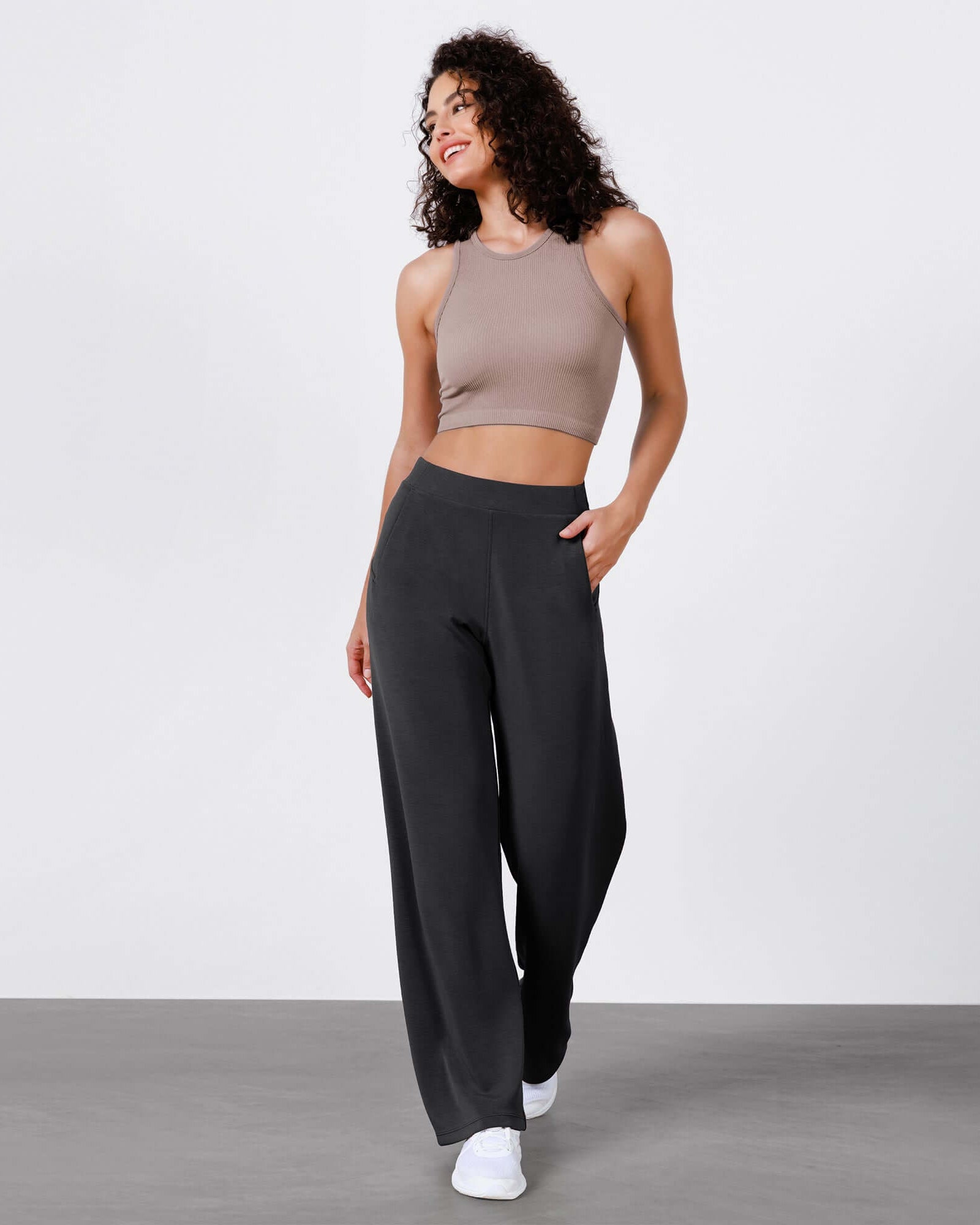 Women's Modal Soft Wide Leg Elastic High Waist Lounge Pants with Pockets - ododos