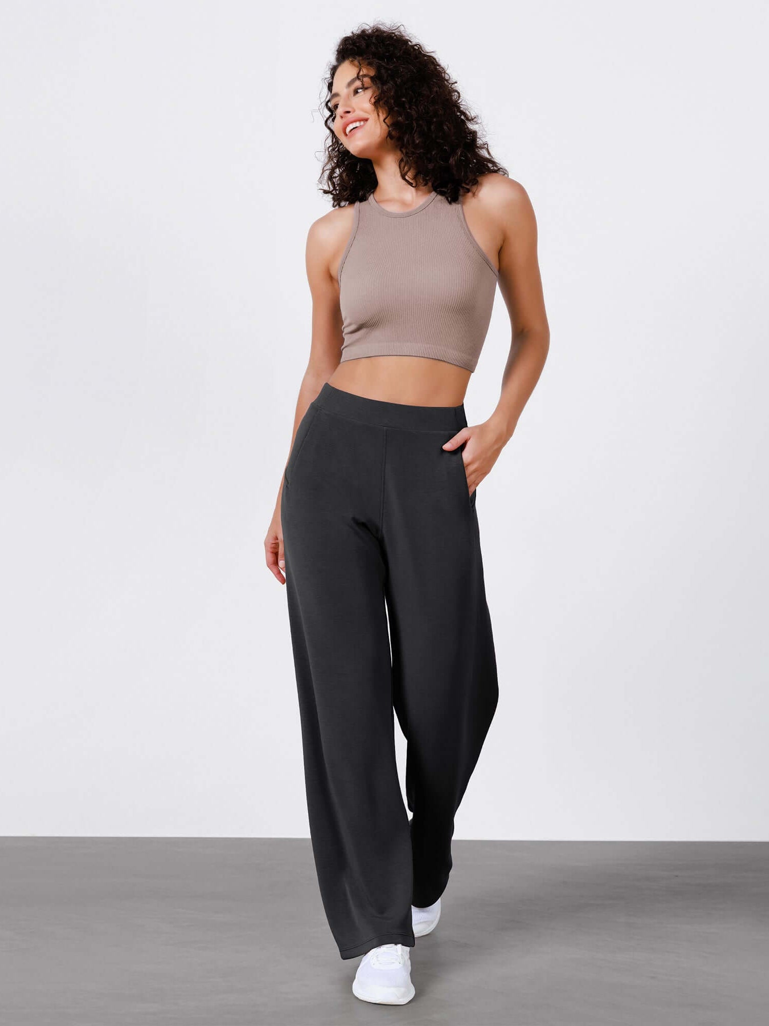 Women's Modal Soft Wide Leg Elastic High Waist Lounge Pants with Pockets - ododos