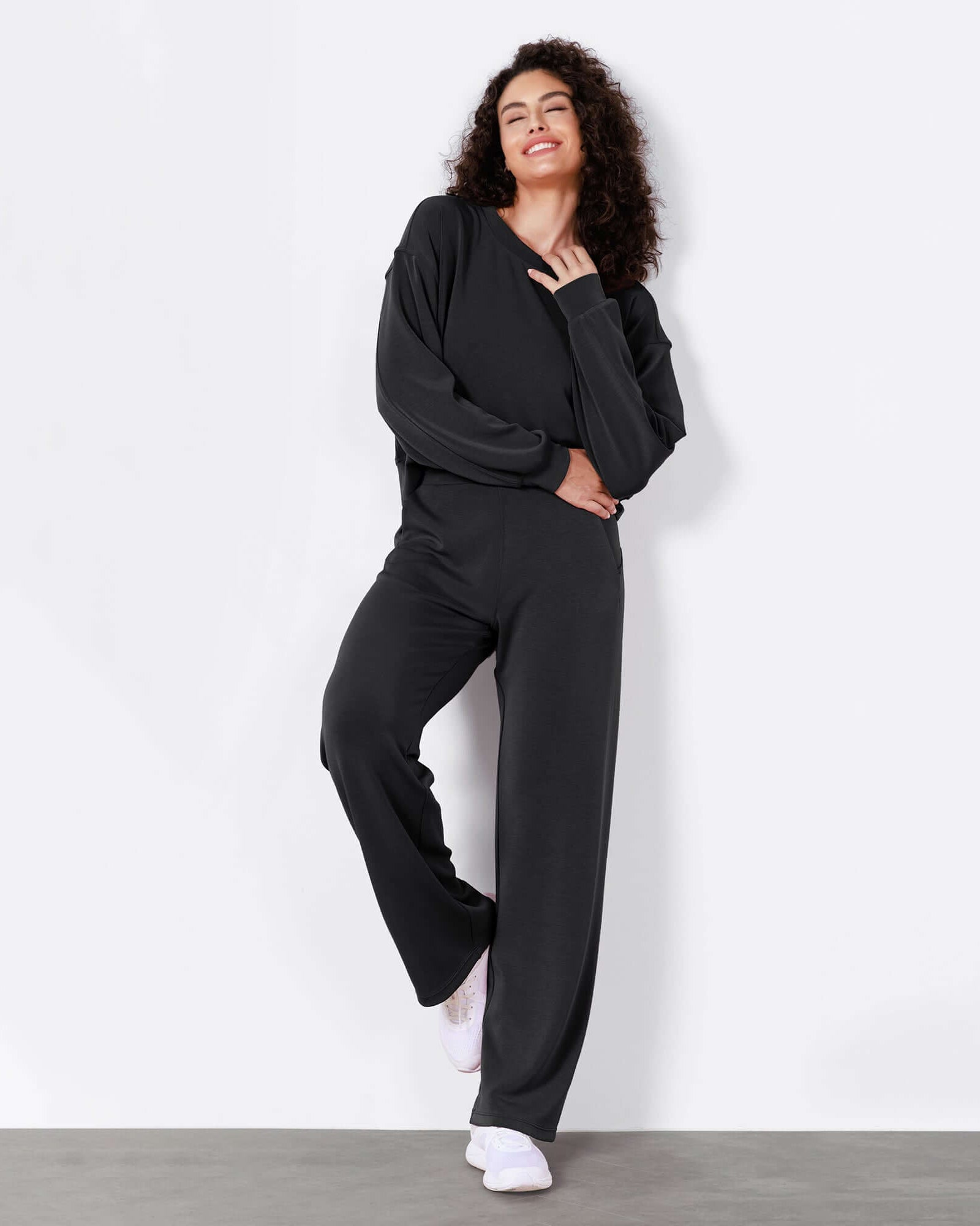 Women's Modal Soft Wide Leg Elastic High Waist Lounge Pants with Pockets - ododos