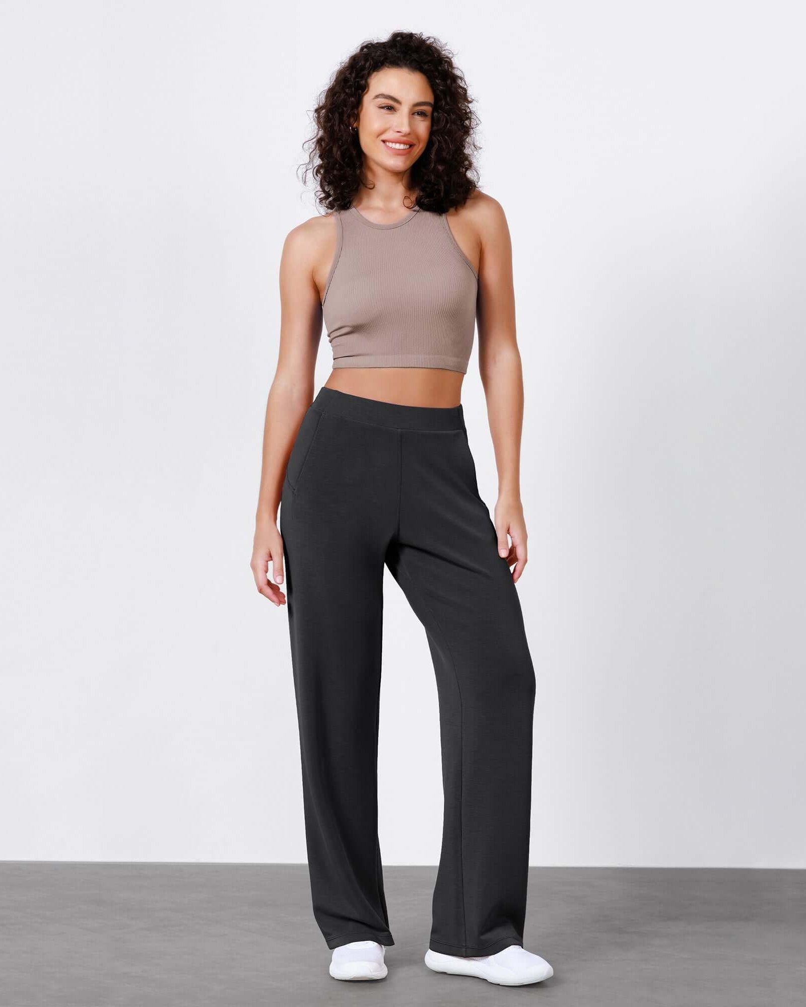 Women's Modal Soft Wide Leg Elastic High Waist Lounge Pants with Pockets - ododos