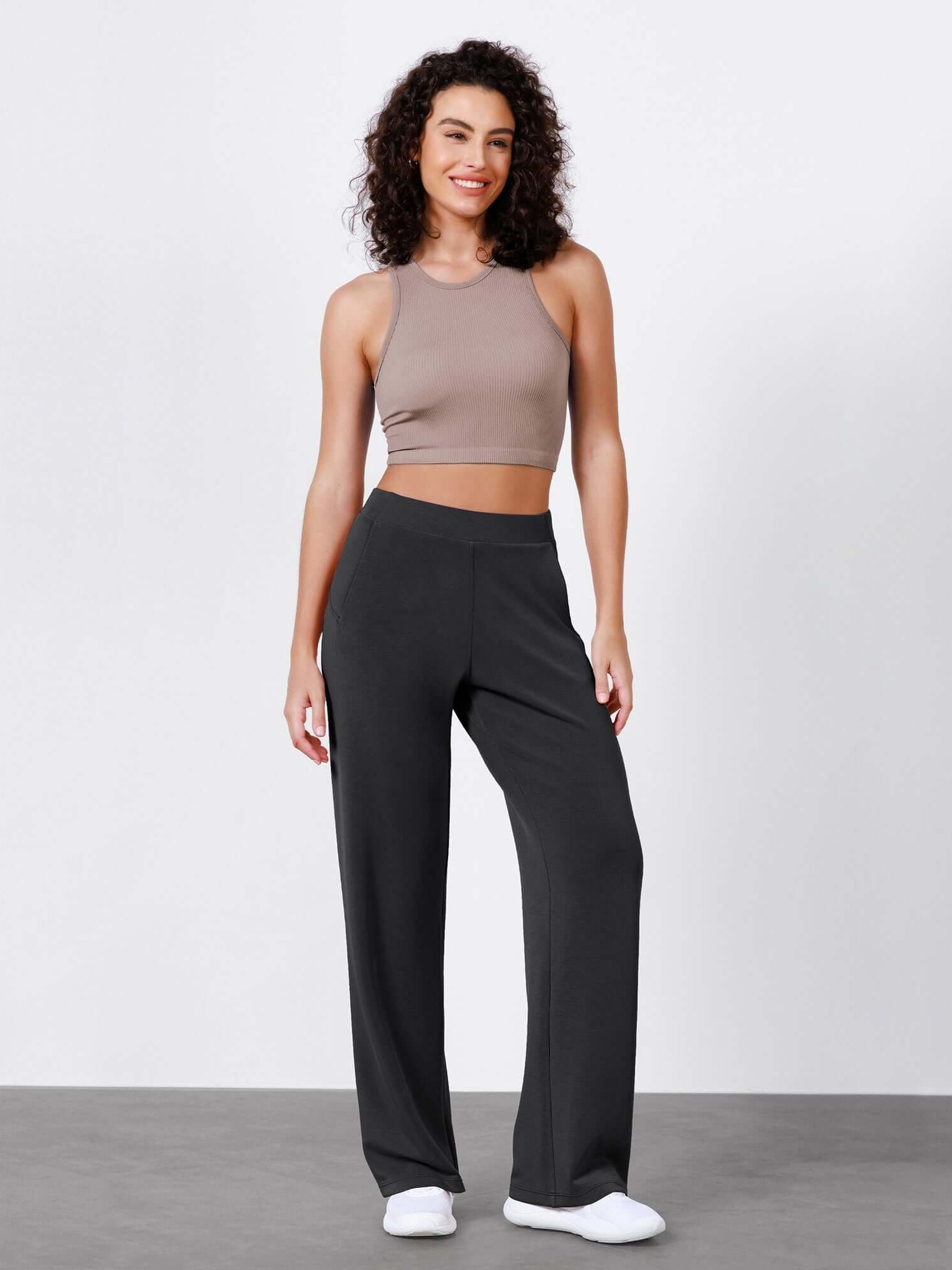 Women's Modal Soft Wide Leg Elastic High Waist Lounge Pants with Pockets - ododos