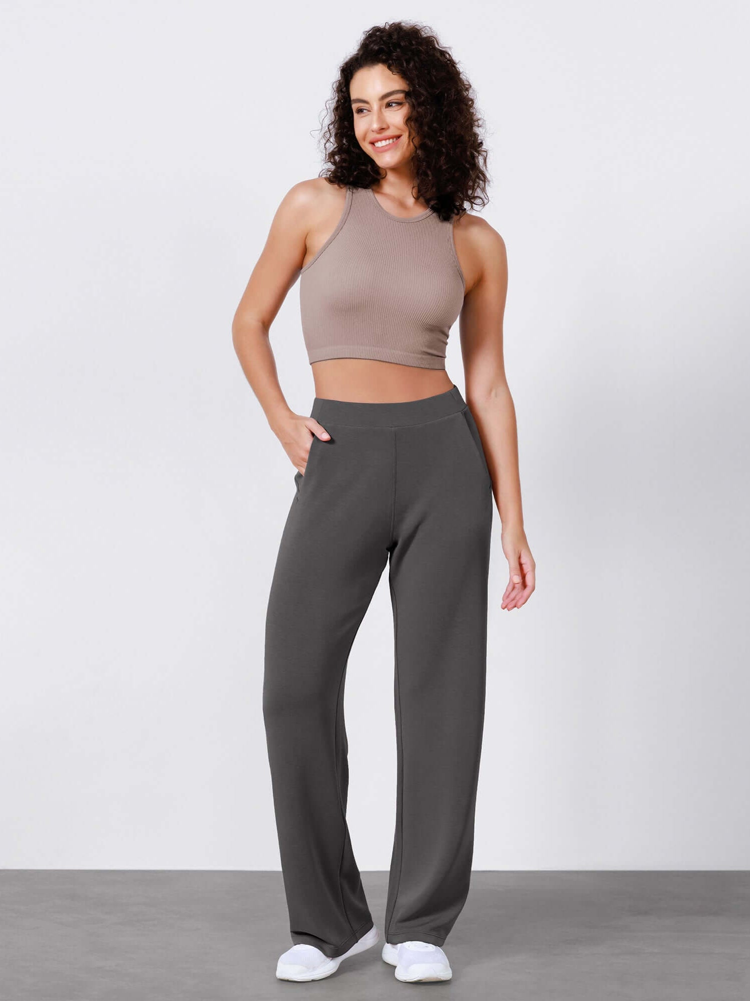 Women's Modal Soft Wide Leg Elastic High Waist Lounge Pants with Pockets - ododos