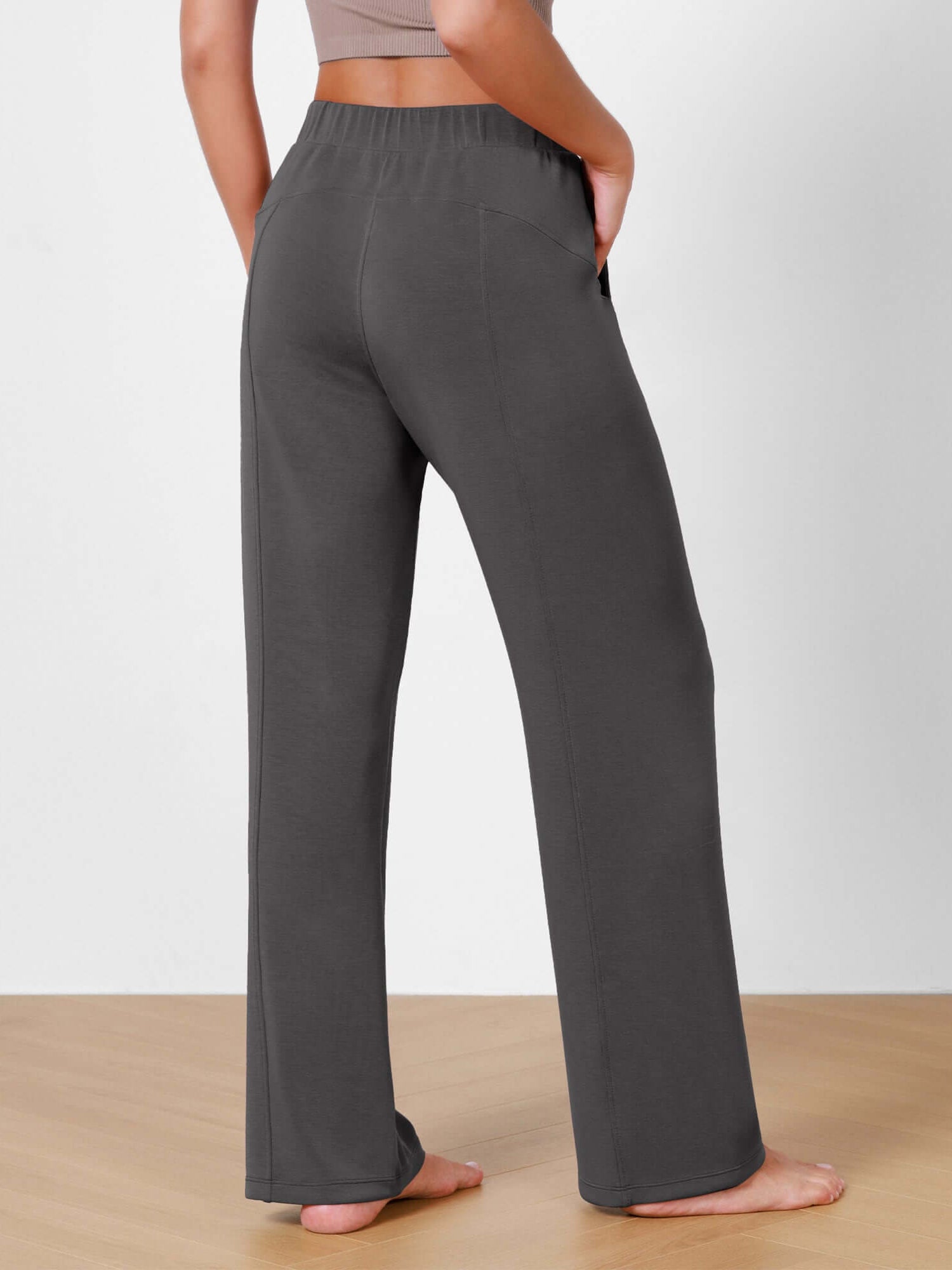 Women's Modal Soft Wide Leg Elastic High Waist Lounge Pants with Pockets - ododos