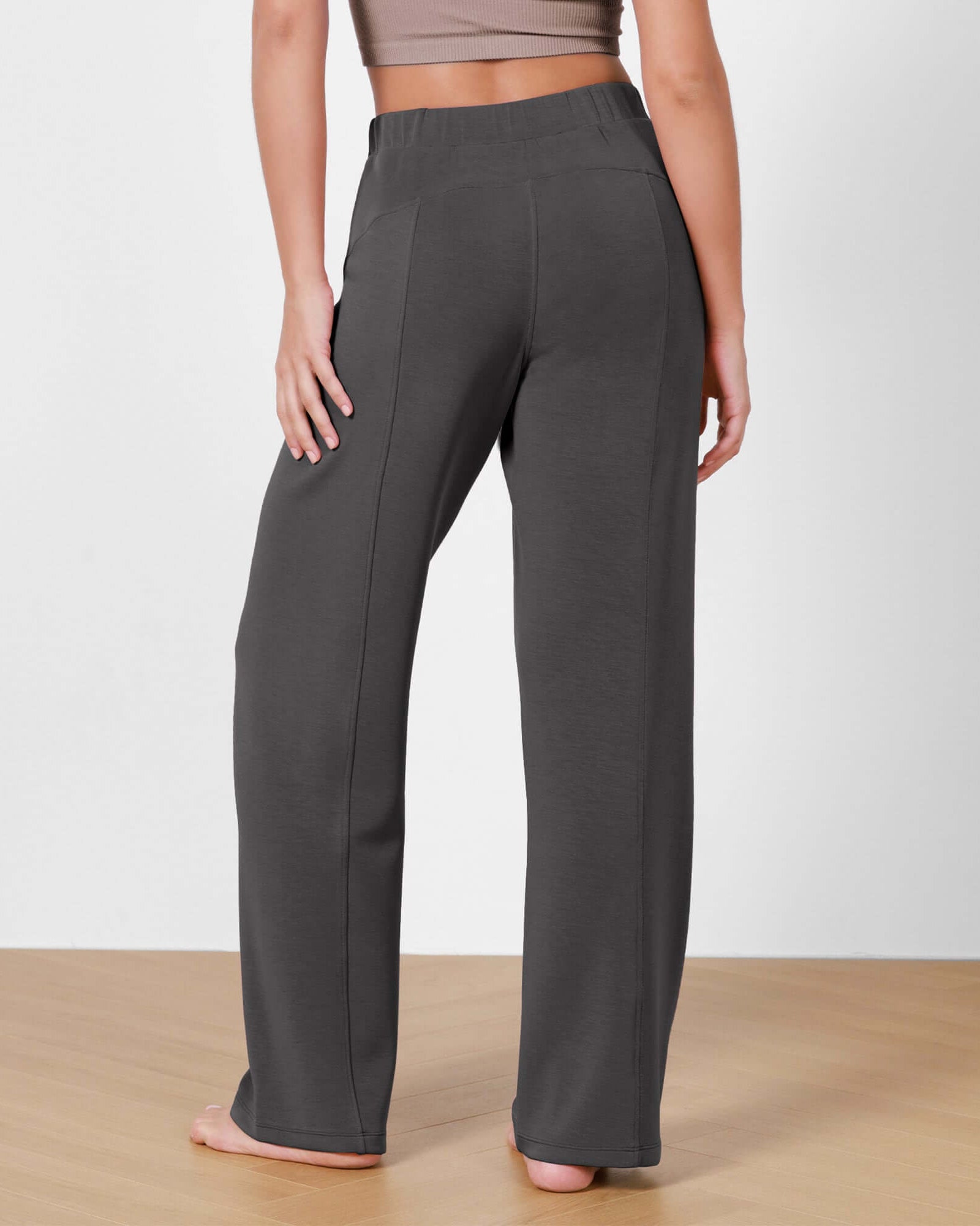 Women's Modal Soft Wide Leg Elastic High Waist Lounge Pants with Pockets - ododos