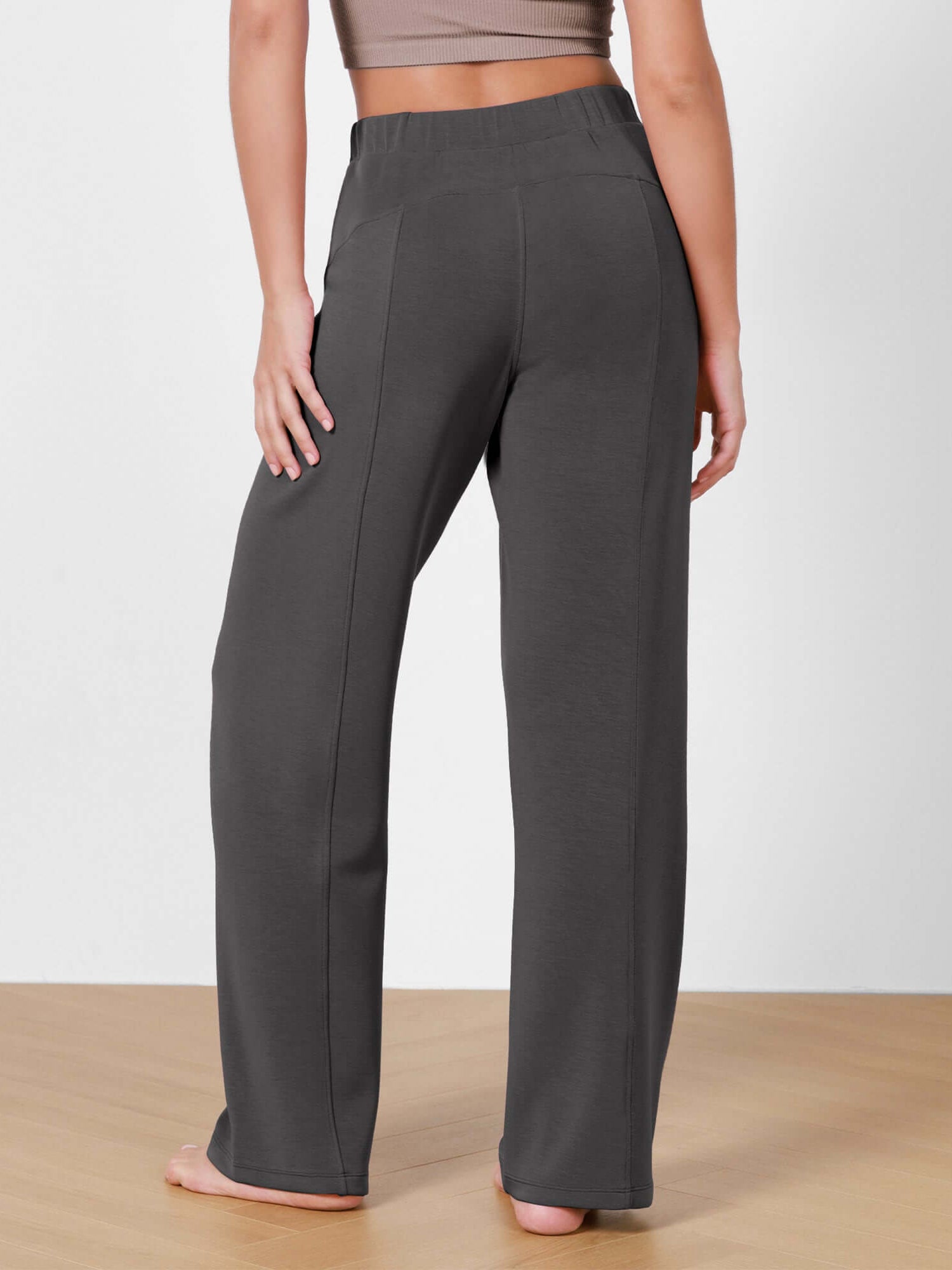Women's Modal Soft Wide Leg Elastic High Waist Lounge Pants with Pockets - ododos