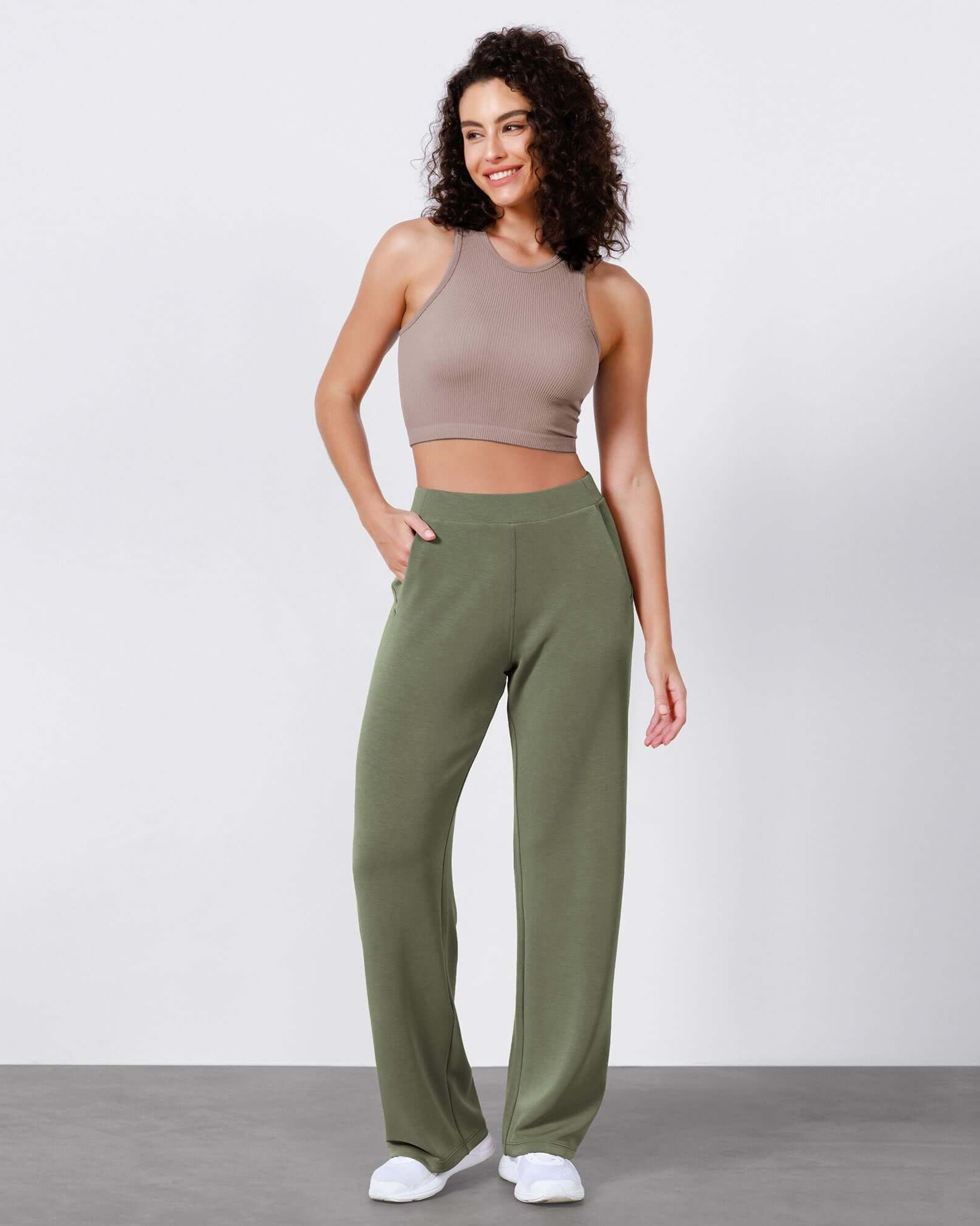 Women's Modal Soft Wide Leg Elastic High Waist Lounge Pants with Pockets - ododos