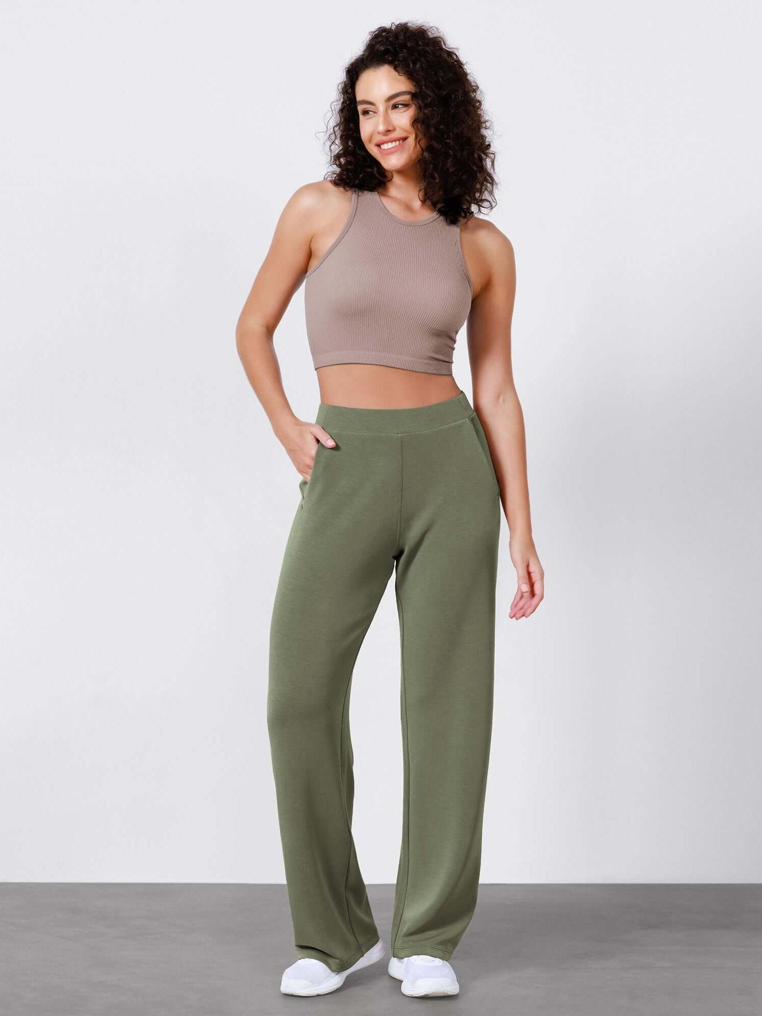 Women's Modal Soft Wide Leg Elastic High Waist Lounge Pants with Pockets - ododos