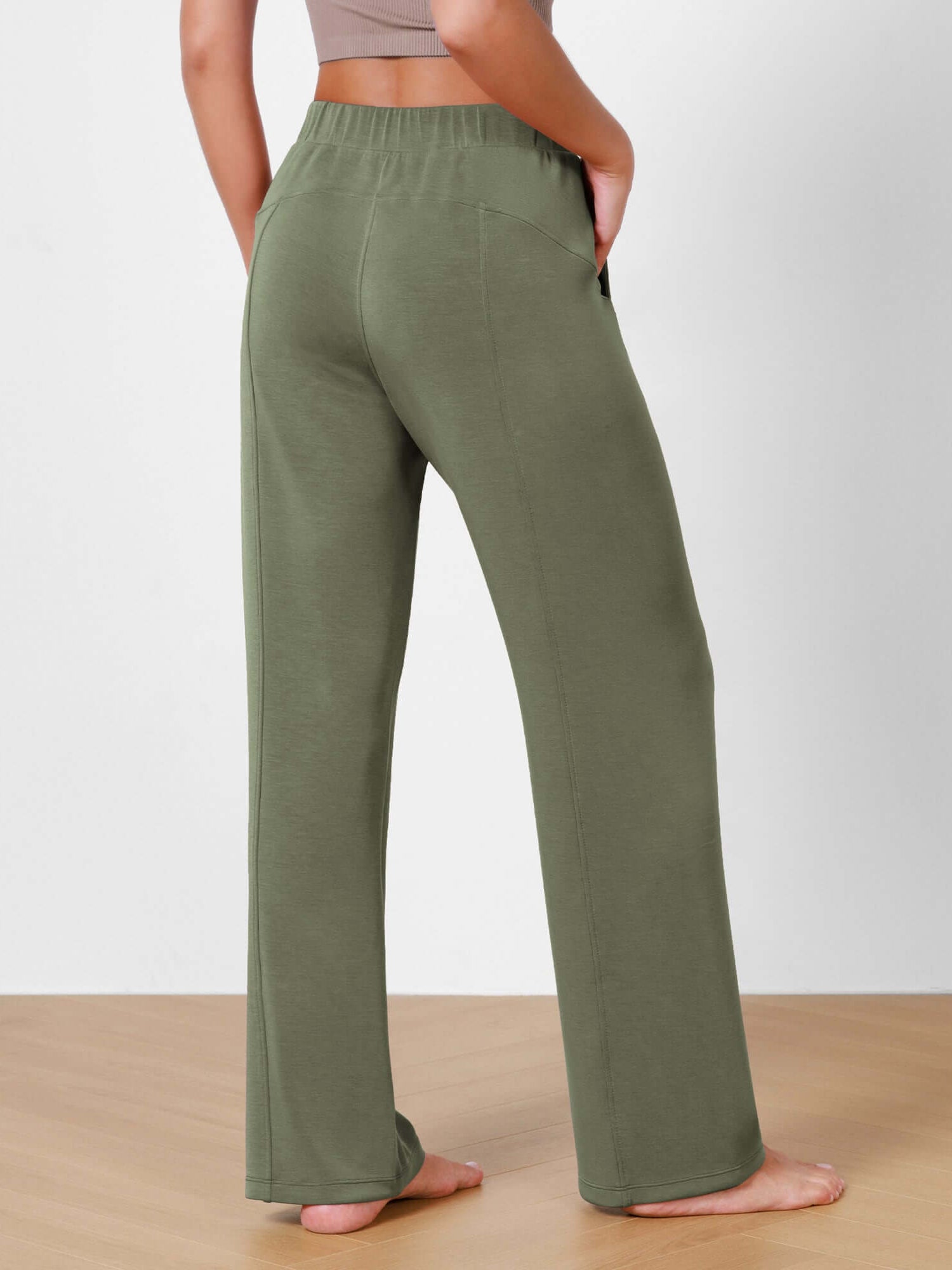 Women's Modal Soft Wide Leg Elastic High Waist Lounge Pants with Pockets - ododos