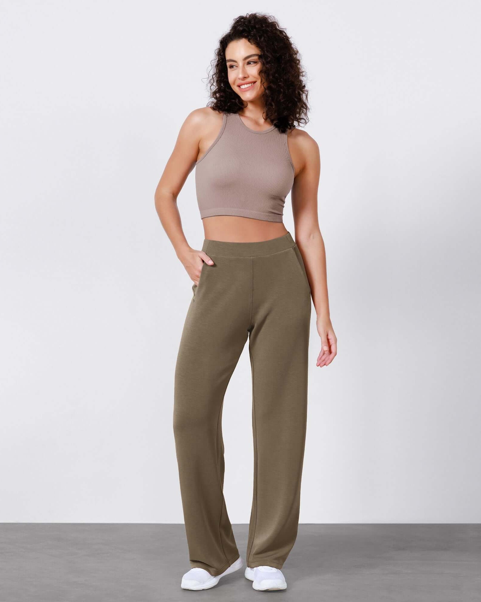 Women's Modal Soft Wide Leg Elastic High Waist Lounge Pants with Pockets - ododos